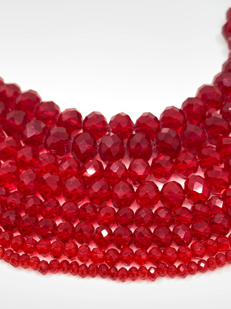 Light Siam Red Rondelle Glass Beads