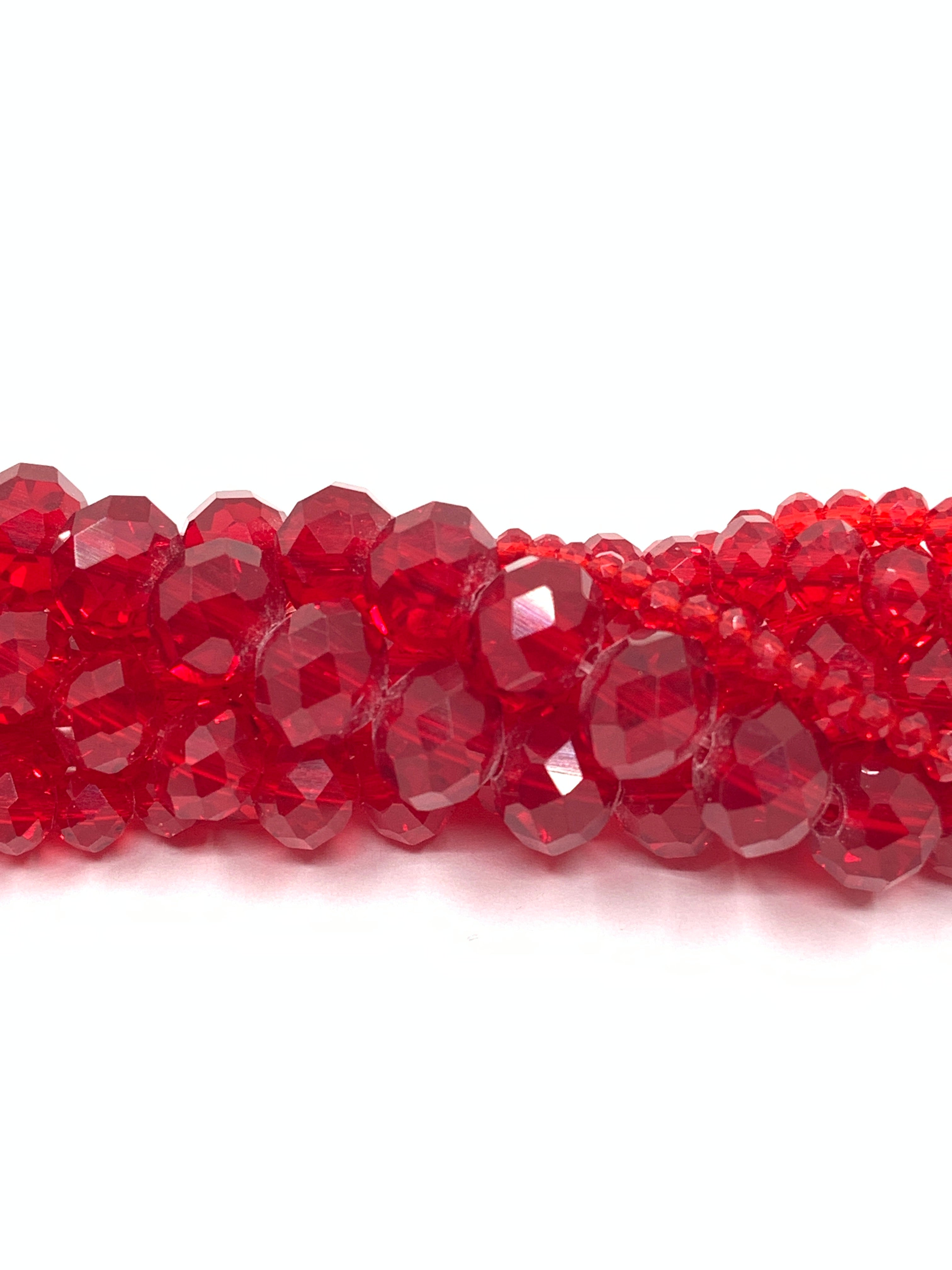 Light Siam Red Rondelle Glass Beads