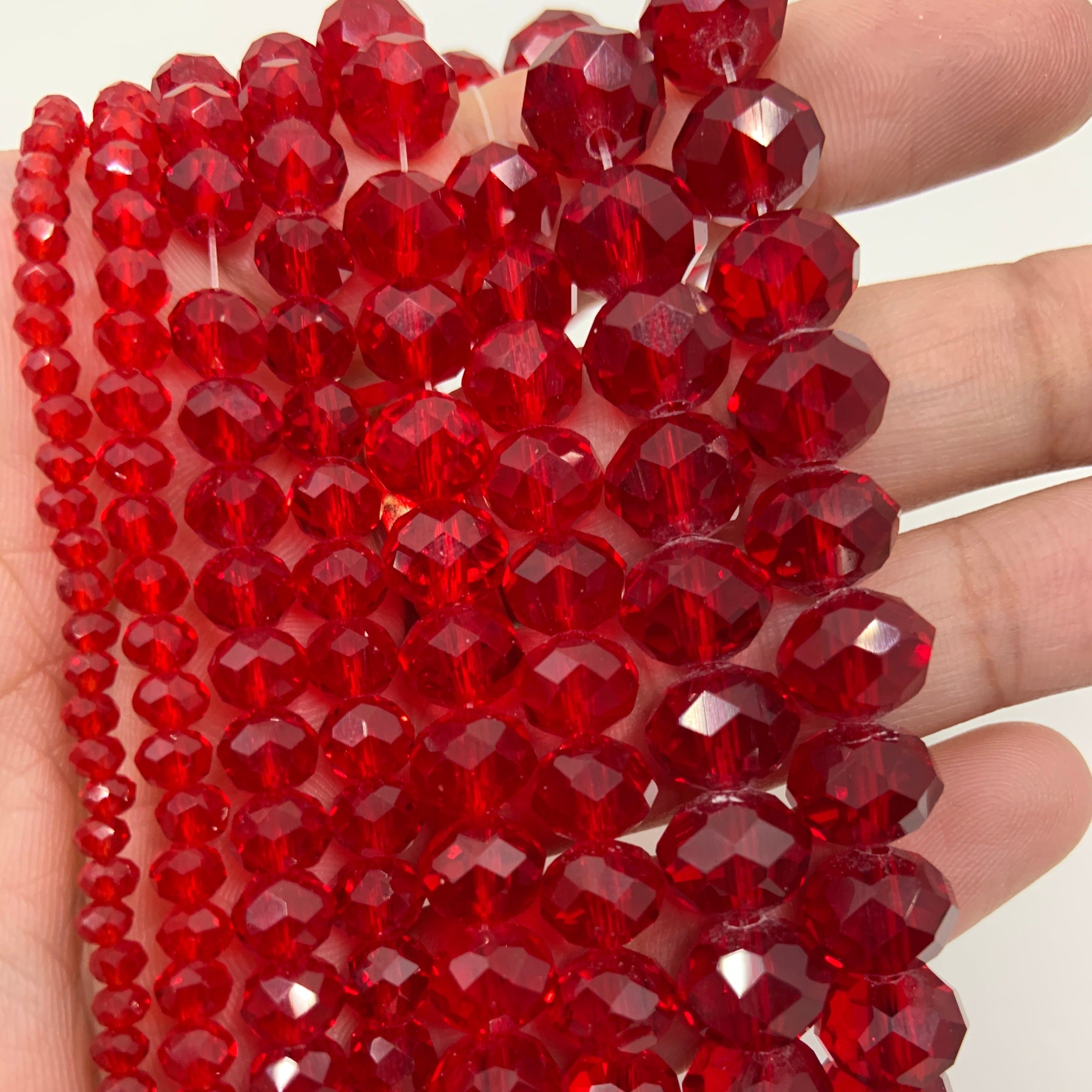 Light Siam Red Rondelle Glass Beads