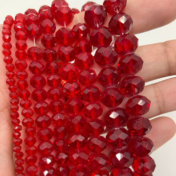 Light Siam Red Rondelle Glass Beads