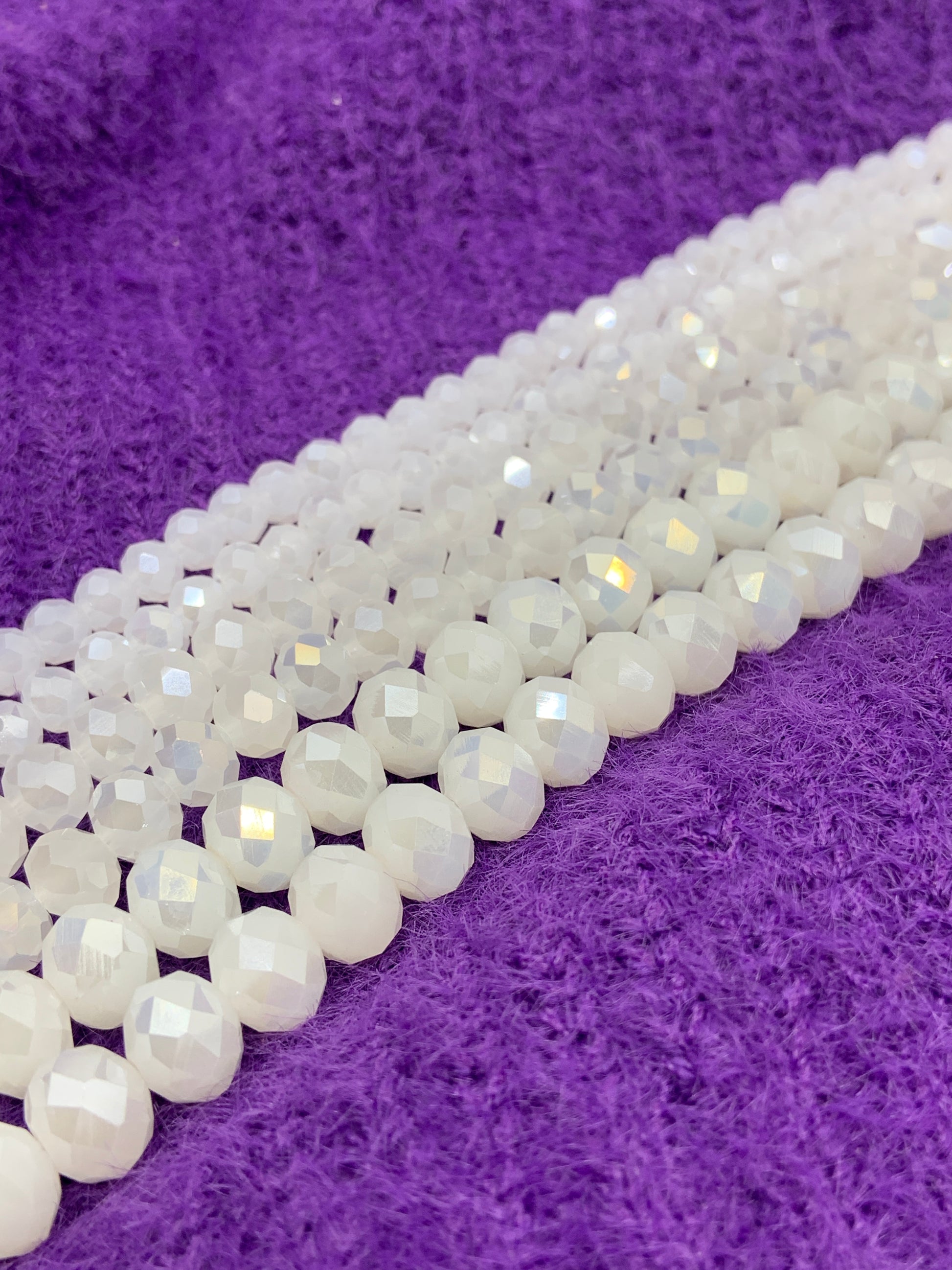 White Opal AB Glass Beads