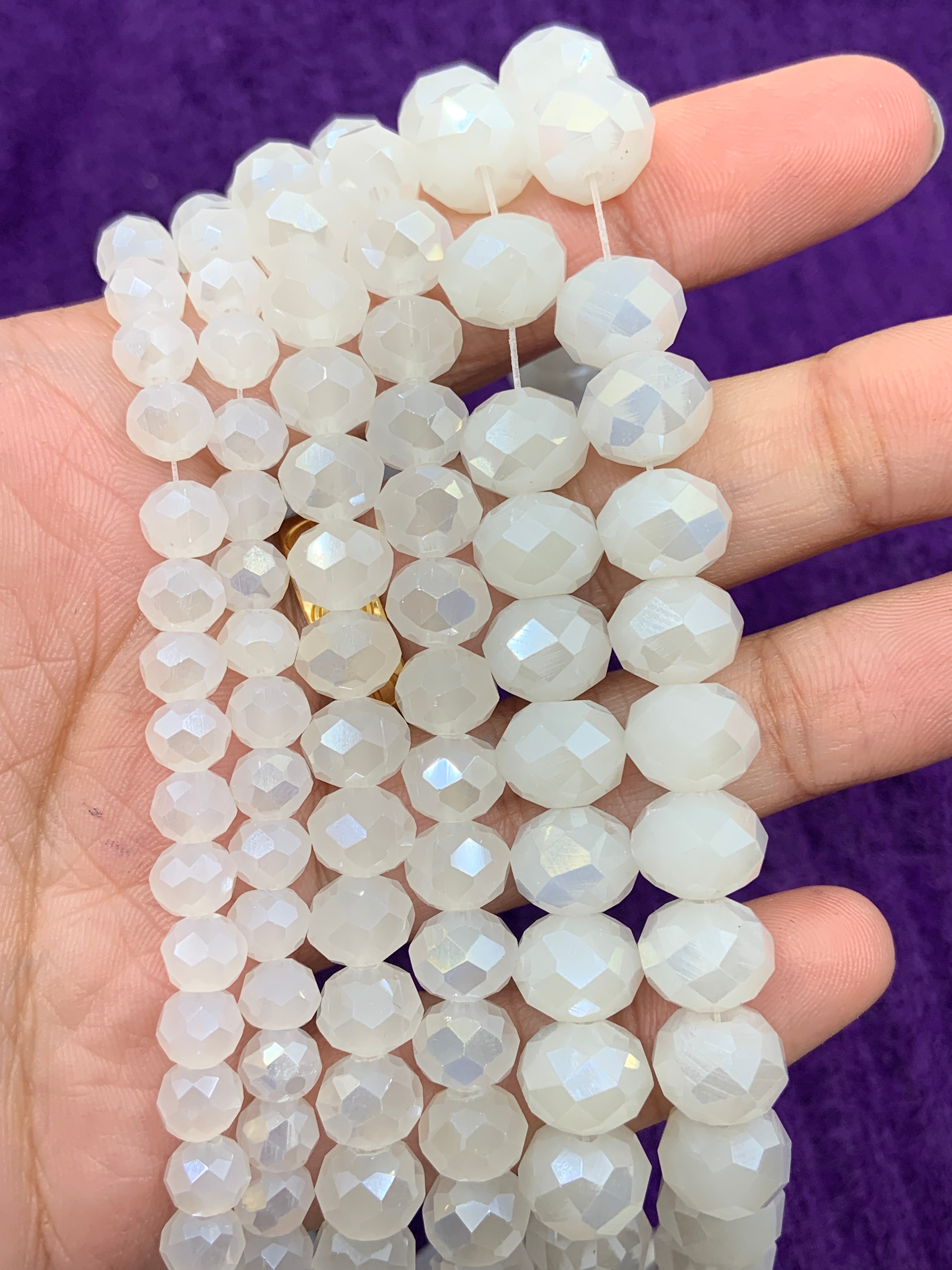White Opal AB Glass Beads