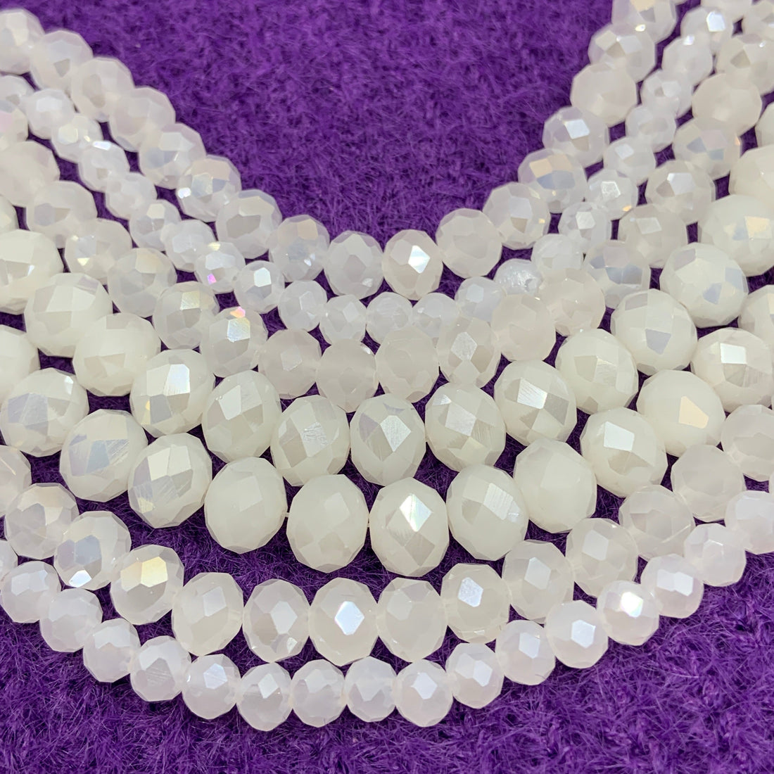 White Opal AB Glass Beads