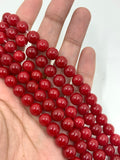8mm Milky Red Jade Beads
