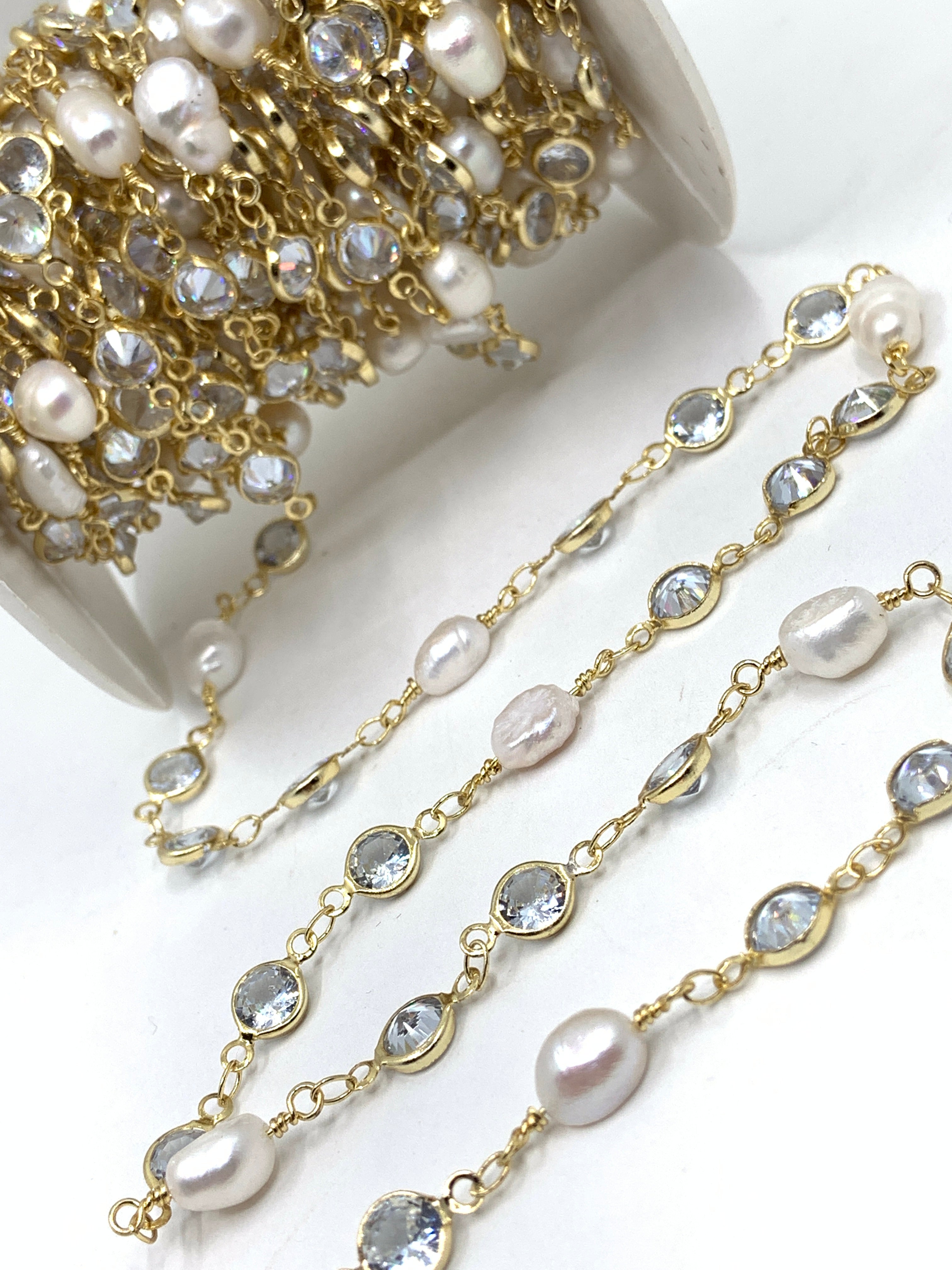 Freshwater Pearl Wire Wrapped Chain