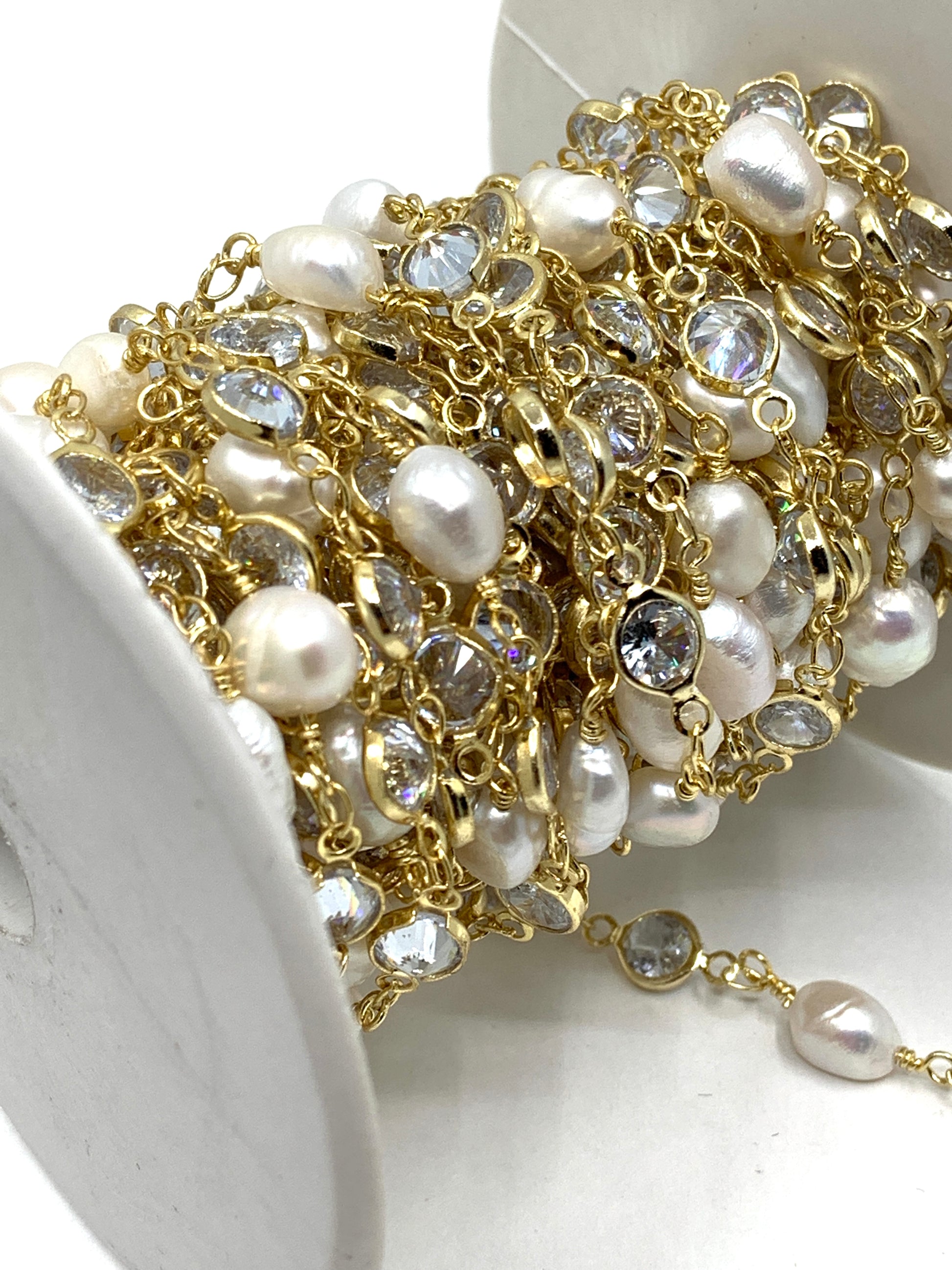 Freshwater Pearl Wire Wrapped Chain for jewelry making