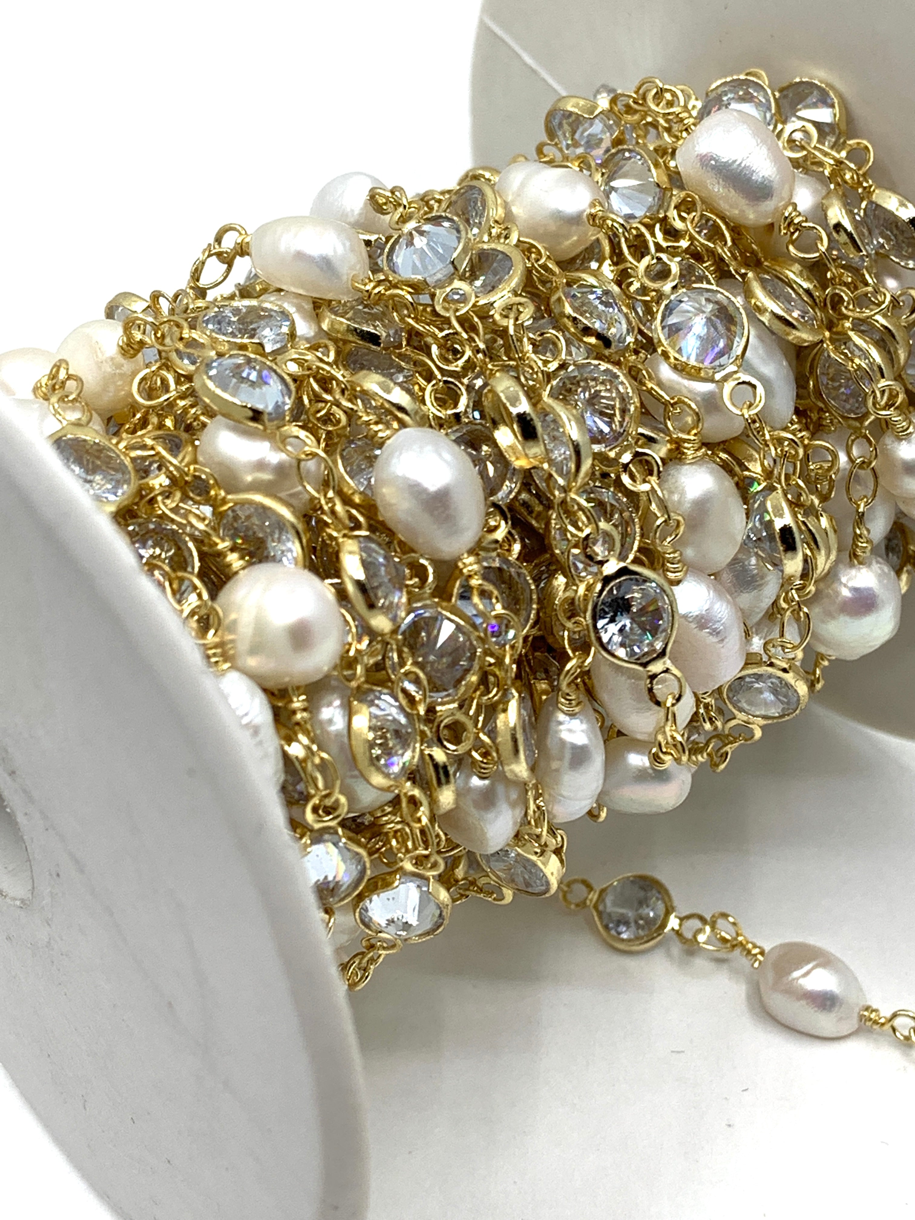 Freshwater Pearl Wire Wrapped Chain for jewelry making