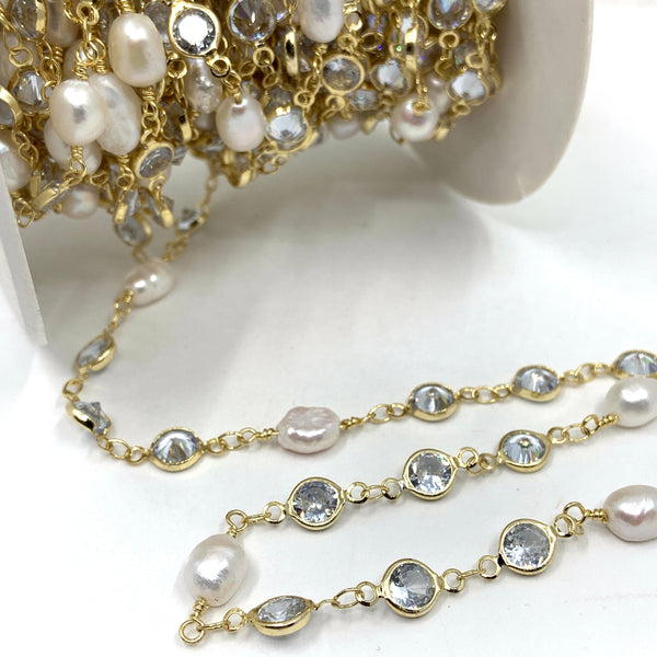 Freshwater Pearl Wire Wrapped Chain