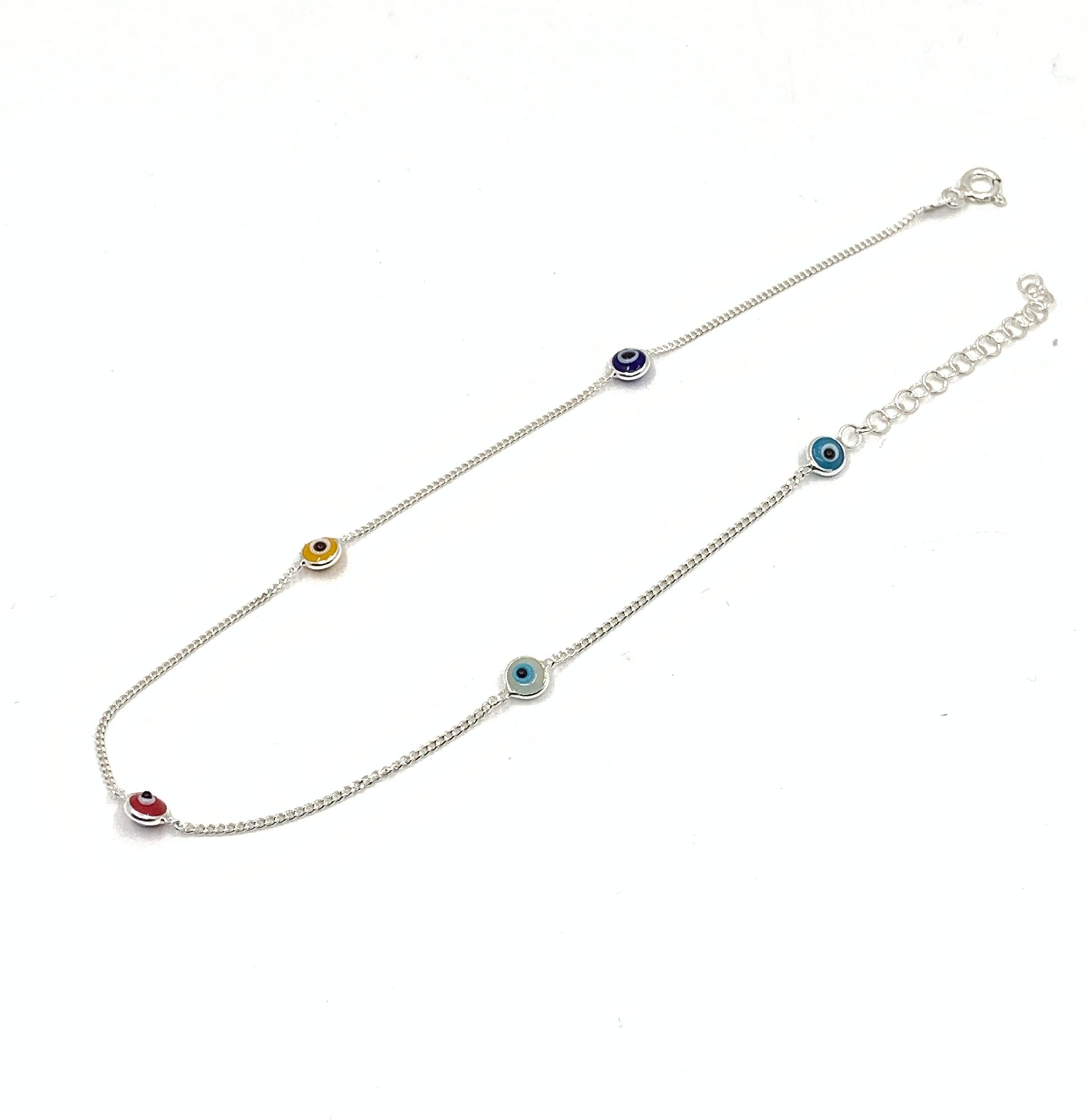Minimalist evil eye anklet