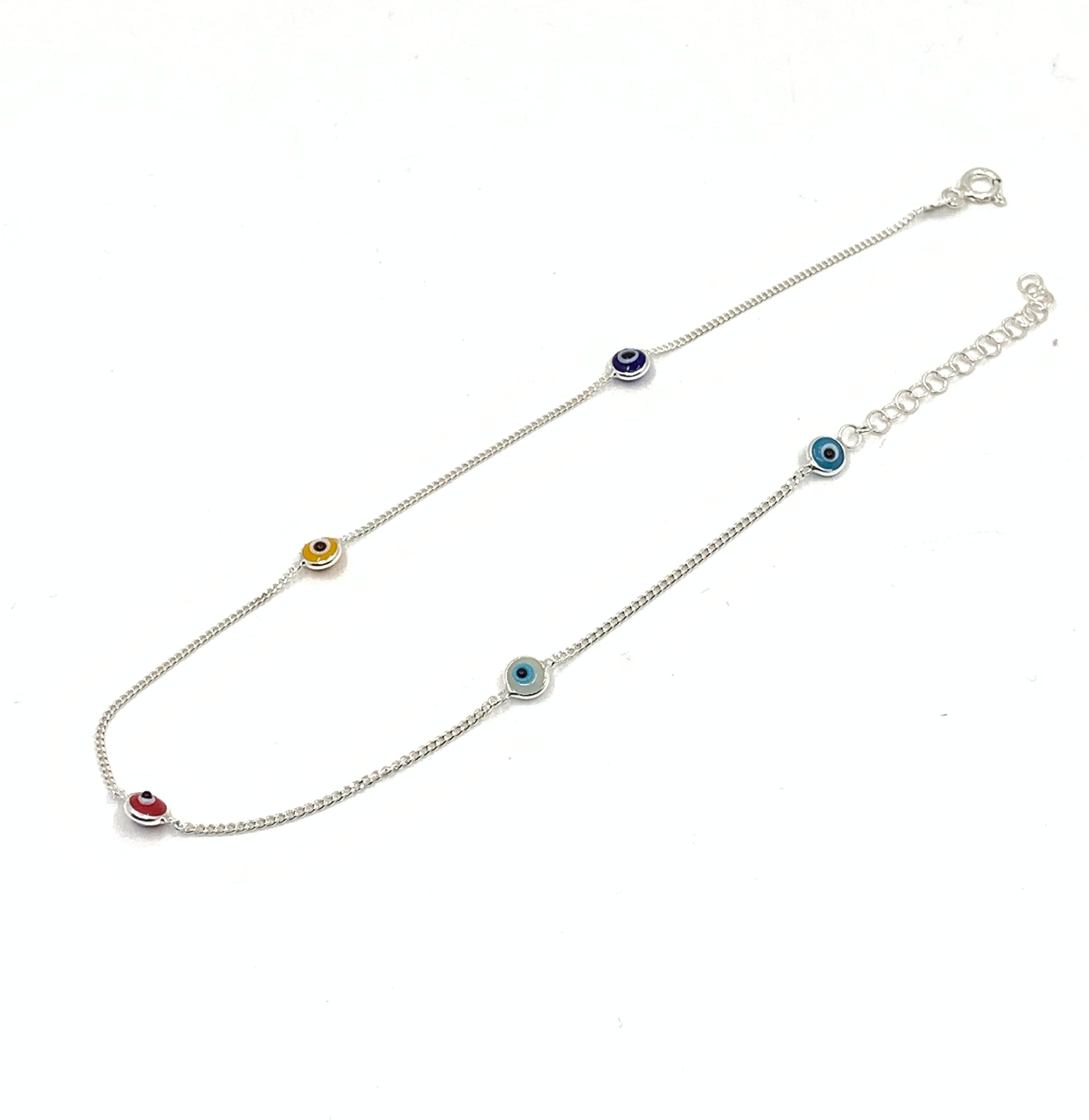 Minimalist evil eye anklet