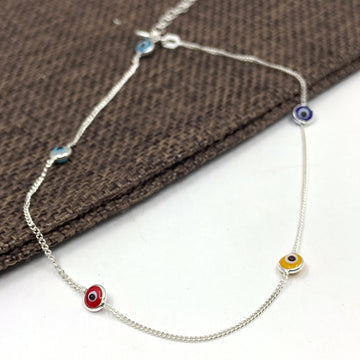 Delicate multi color evil eye anklet