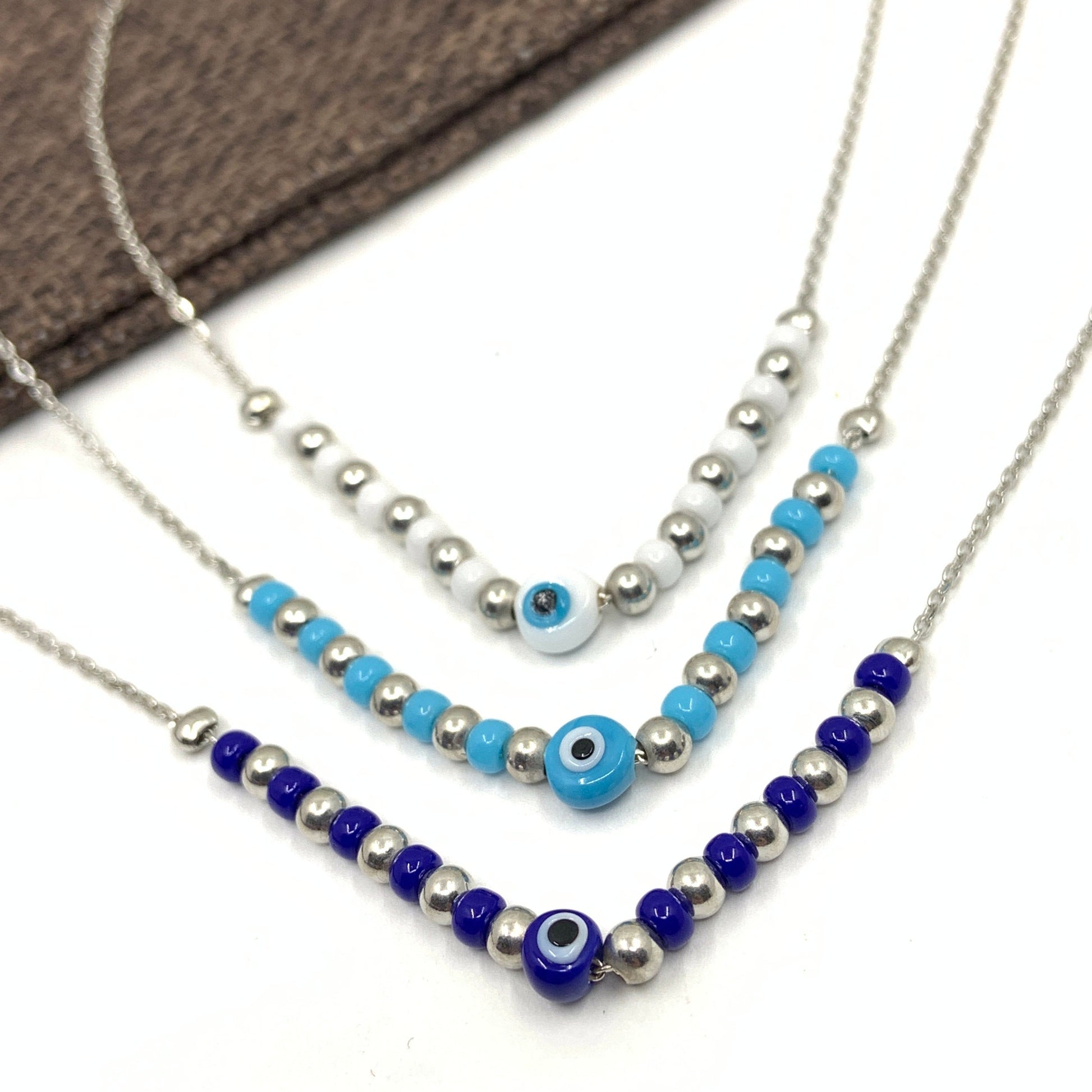 Miyuki bead evil eye anklet