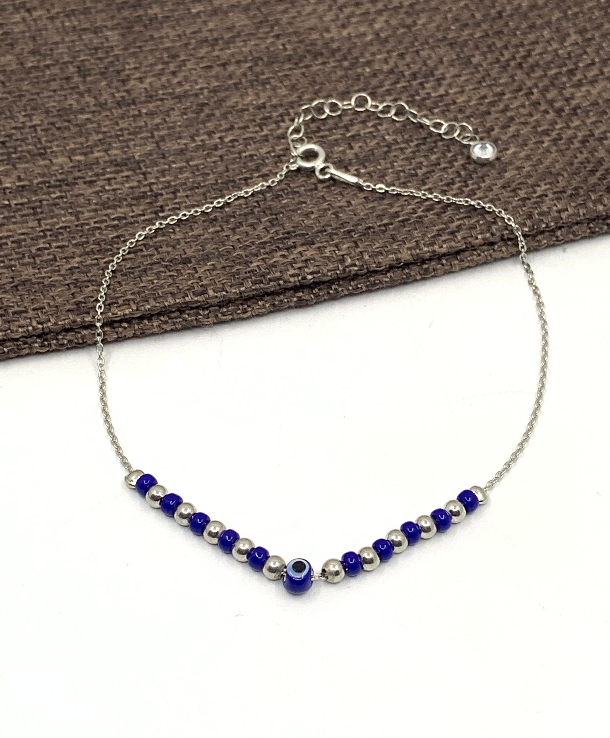 Royal blue evil eye anklet