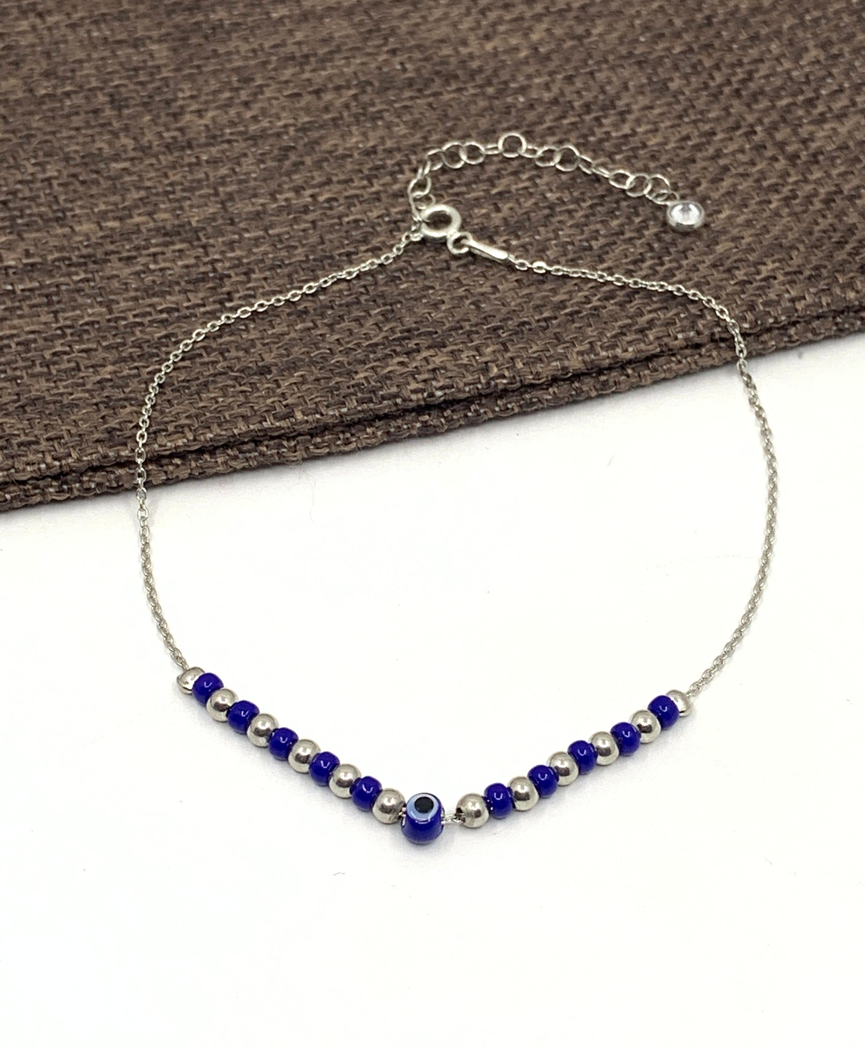 Royal blue evil eye anklet