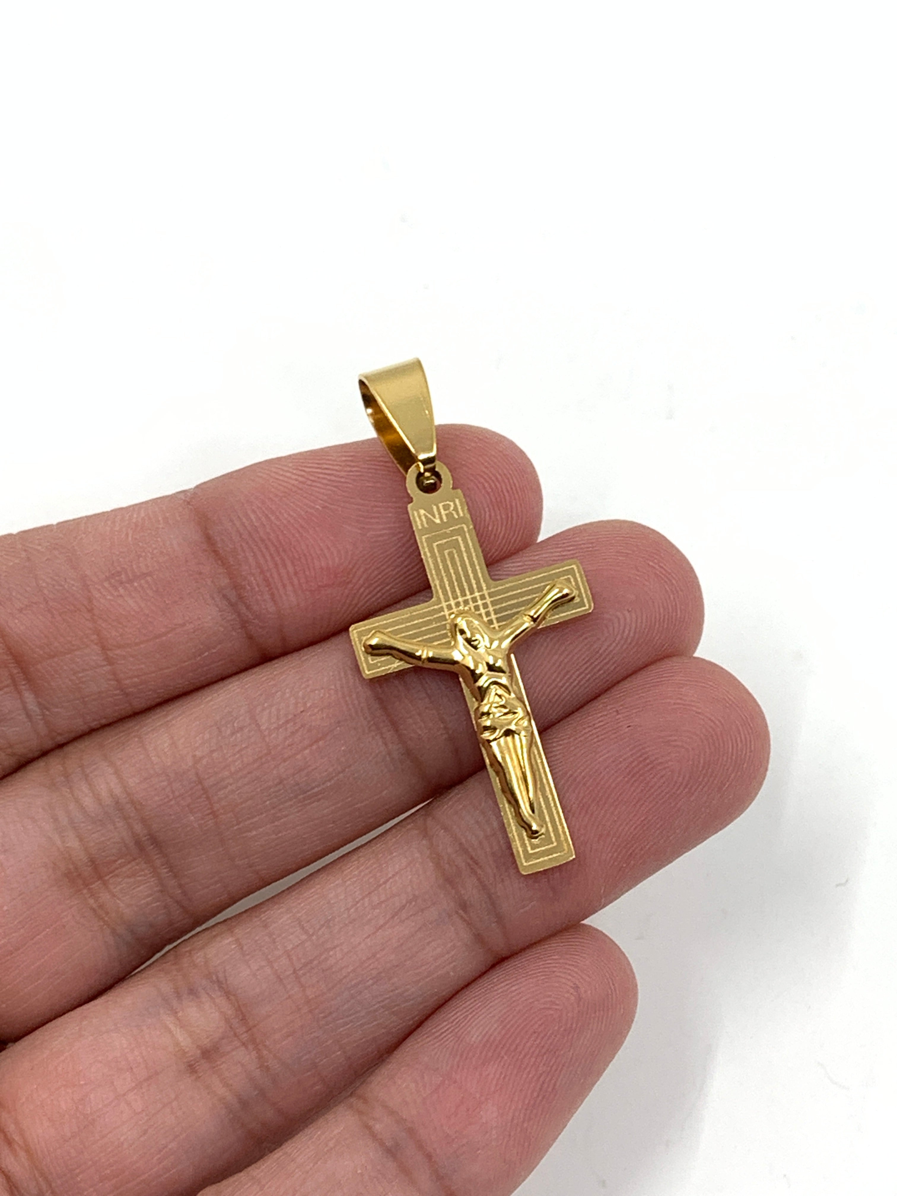 Stainless Steel INRI Crucifix Cross Pendant