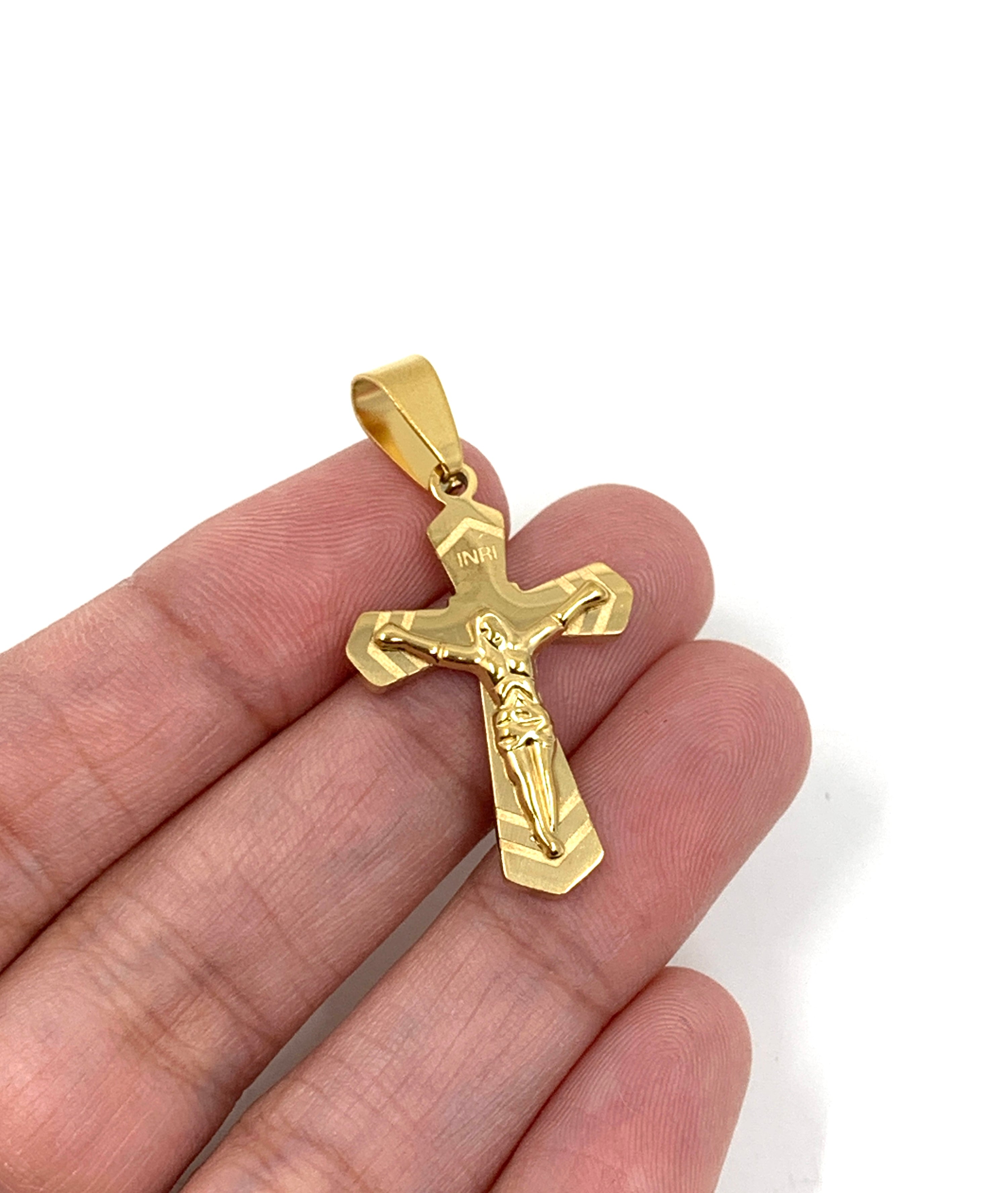 Stainless Steel INRI Crucifix Cross Pendant