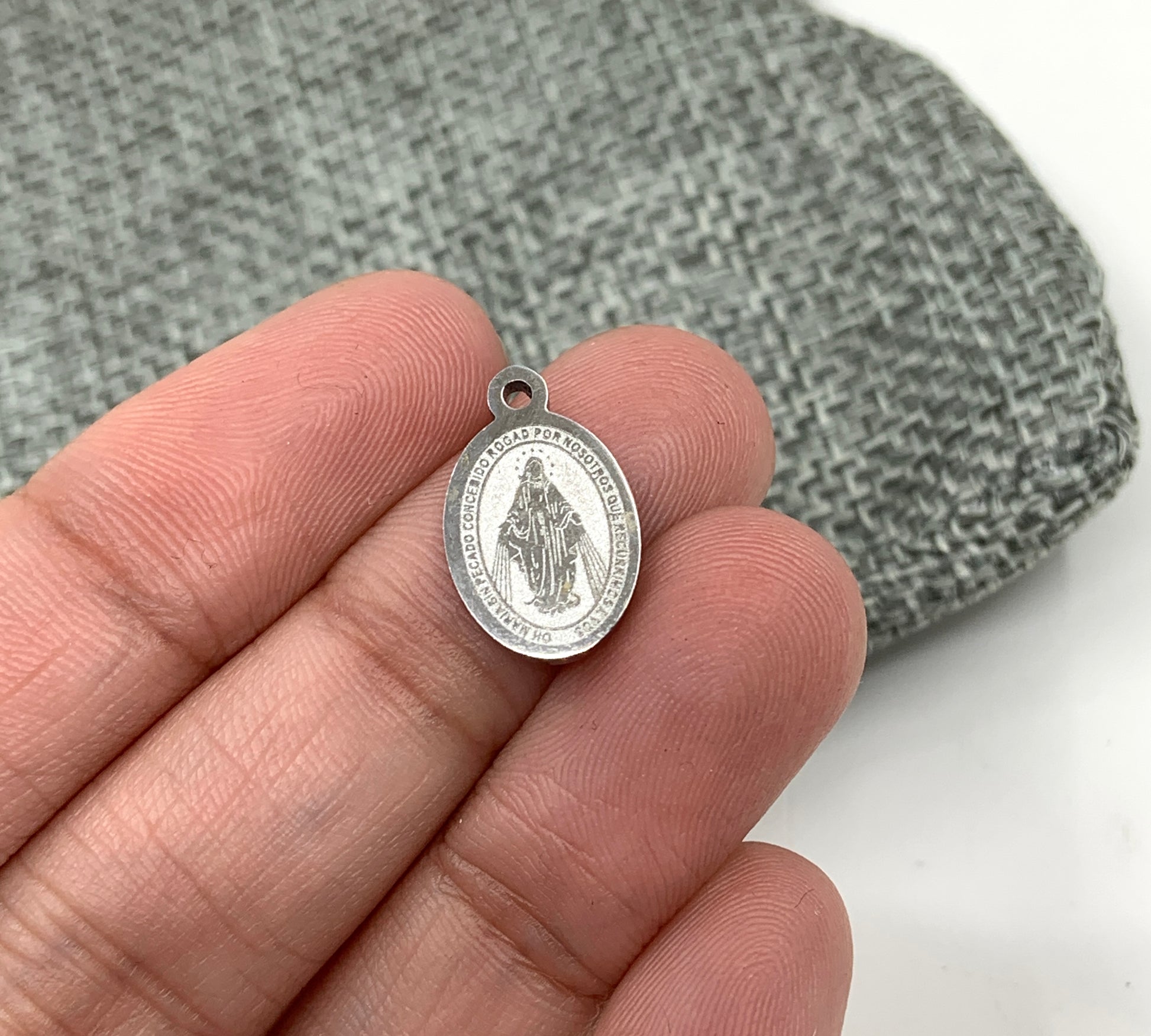 Stainless Steel Miraculous Mary Medal Charm