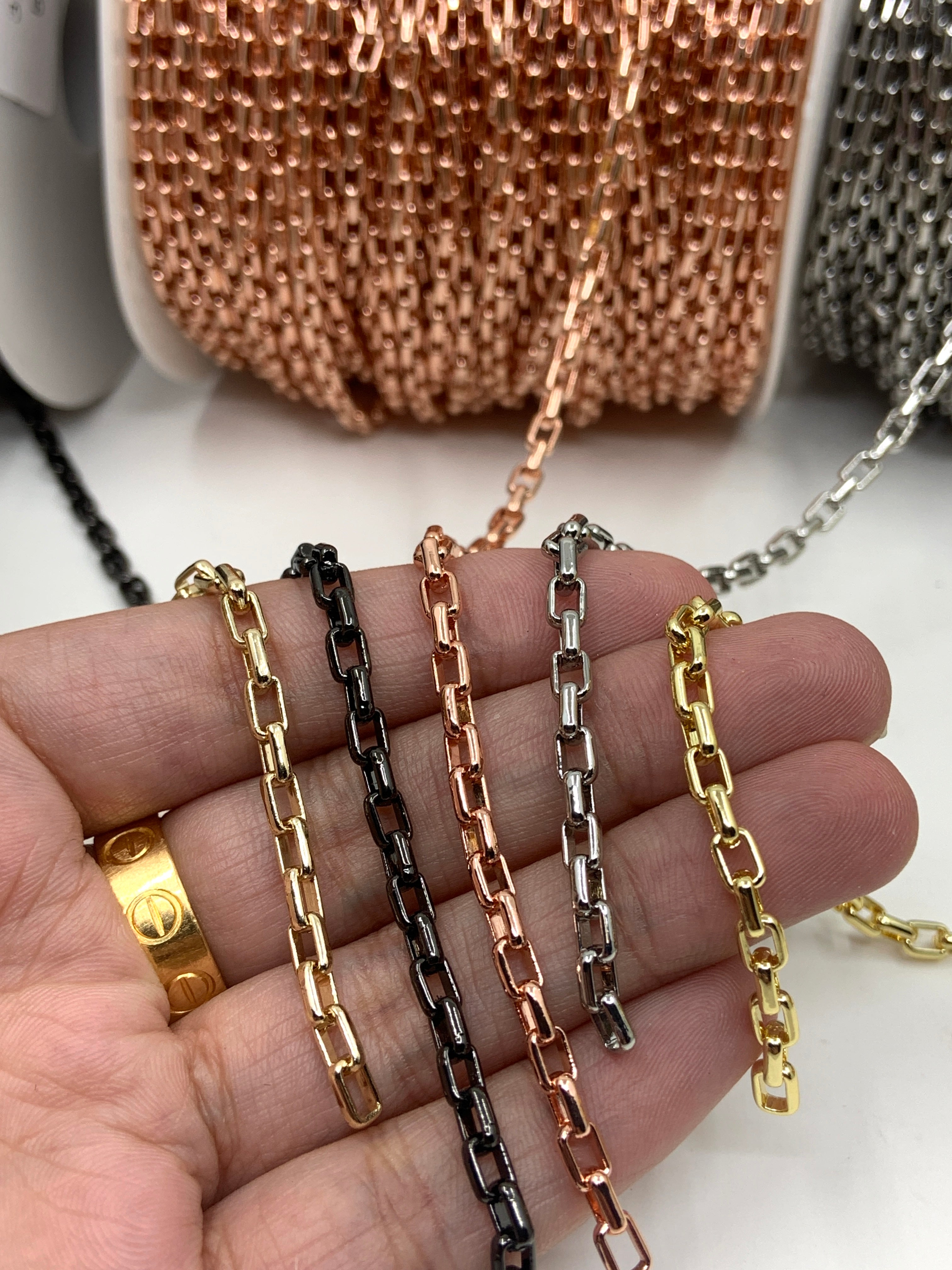 Brass Square Rolo Link Chain