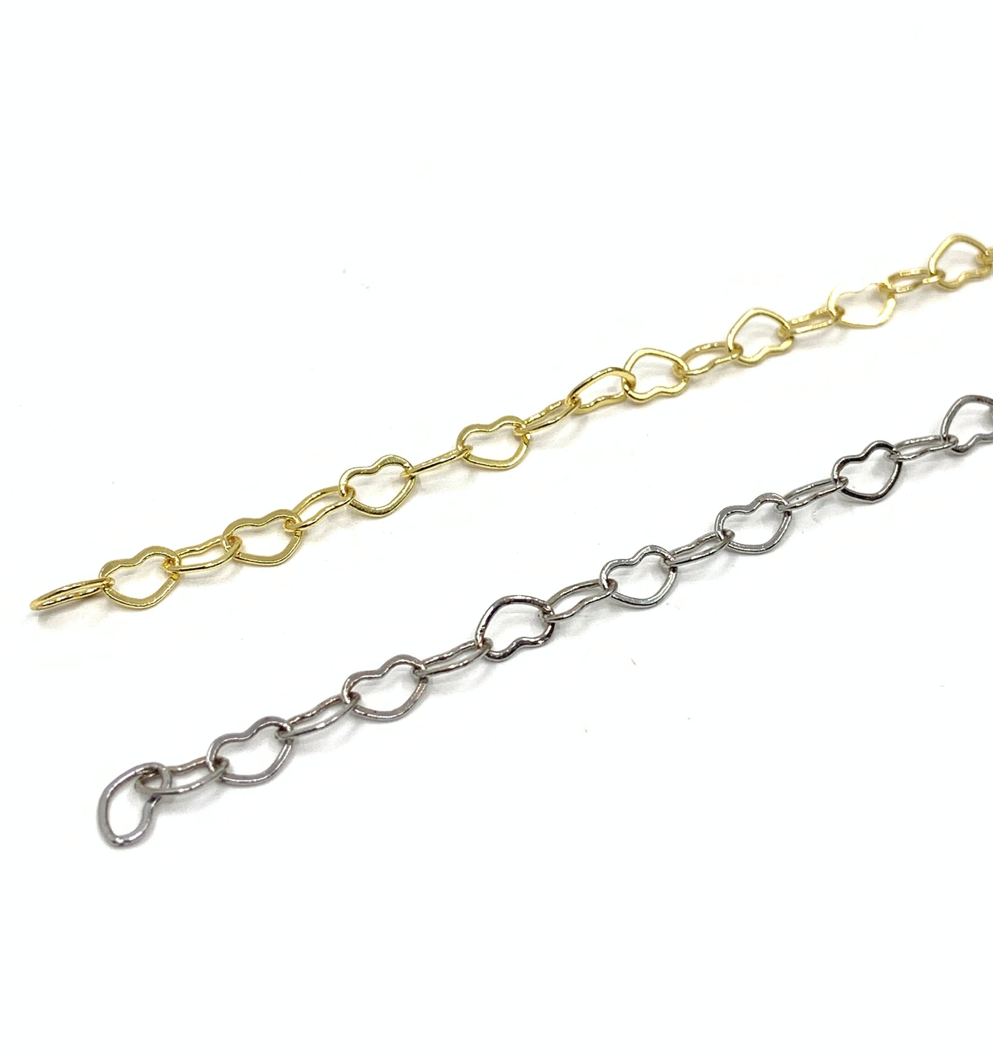 Unfinished Heart Link Chain for Jewelry Making in gold and silver
