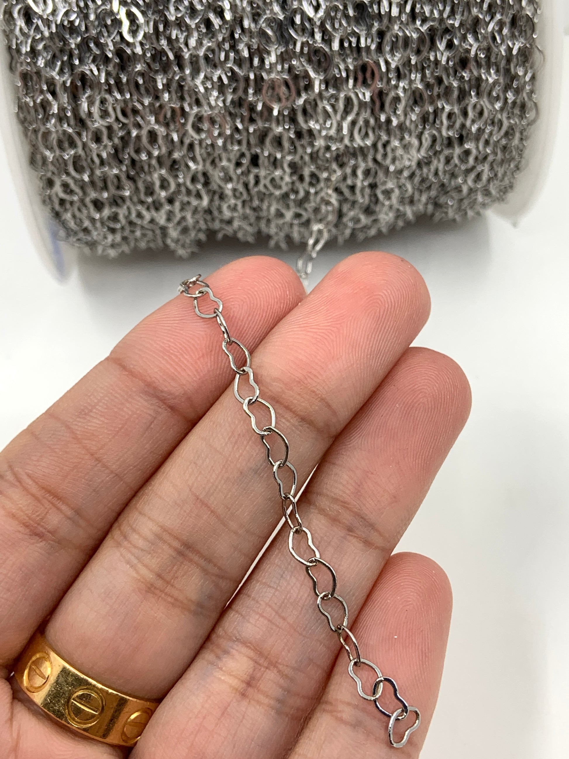 Unfinished Heart Link Chain for Jewelry Making