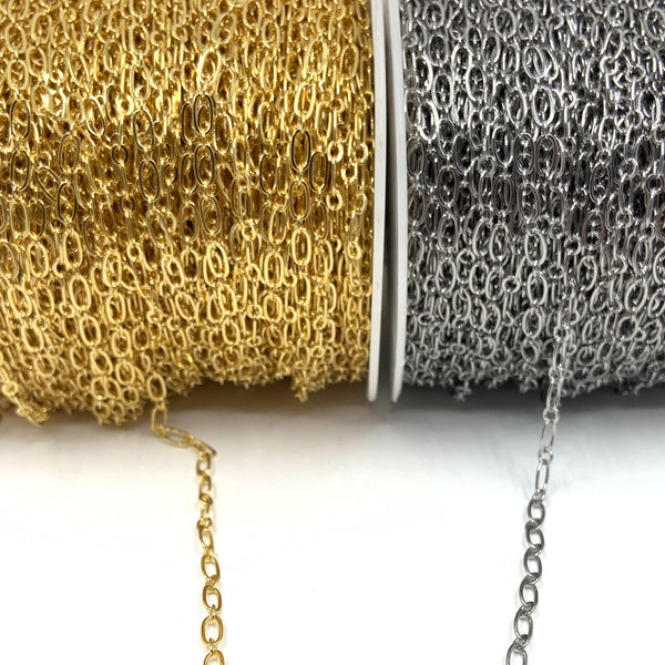 Flat Cable Link Chain in gold and silver