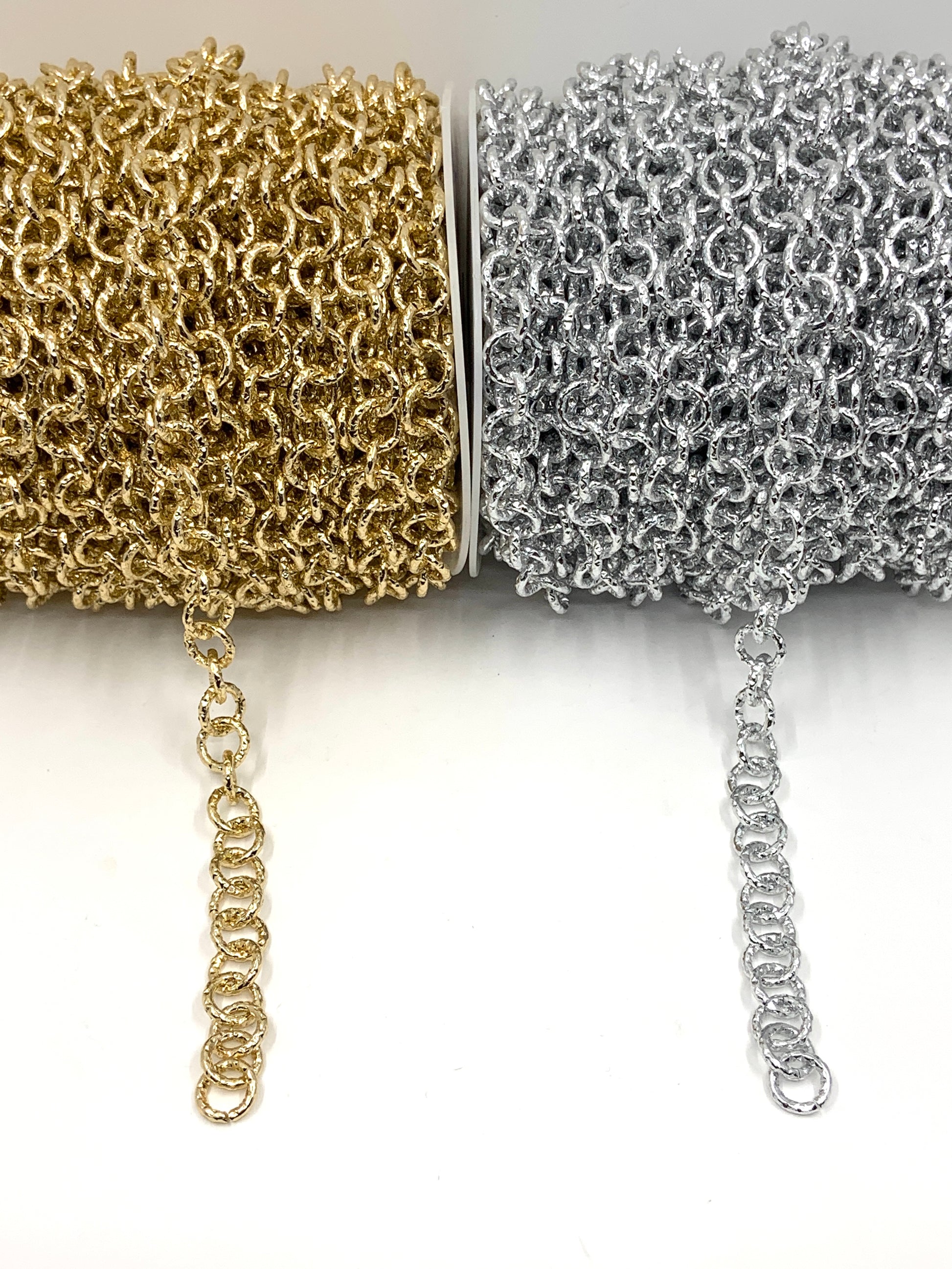Unfinished Diamond Cut Rolo Chain in gold and silver