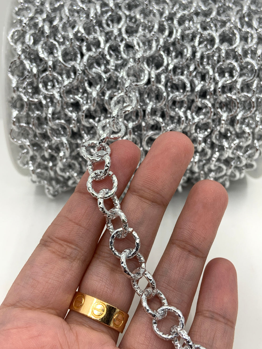 Unfinished Diamond Cut Rolo Chain in gold and silver