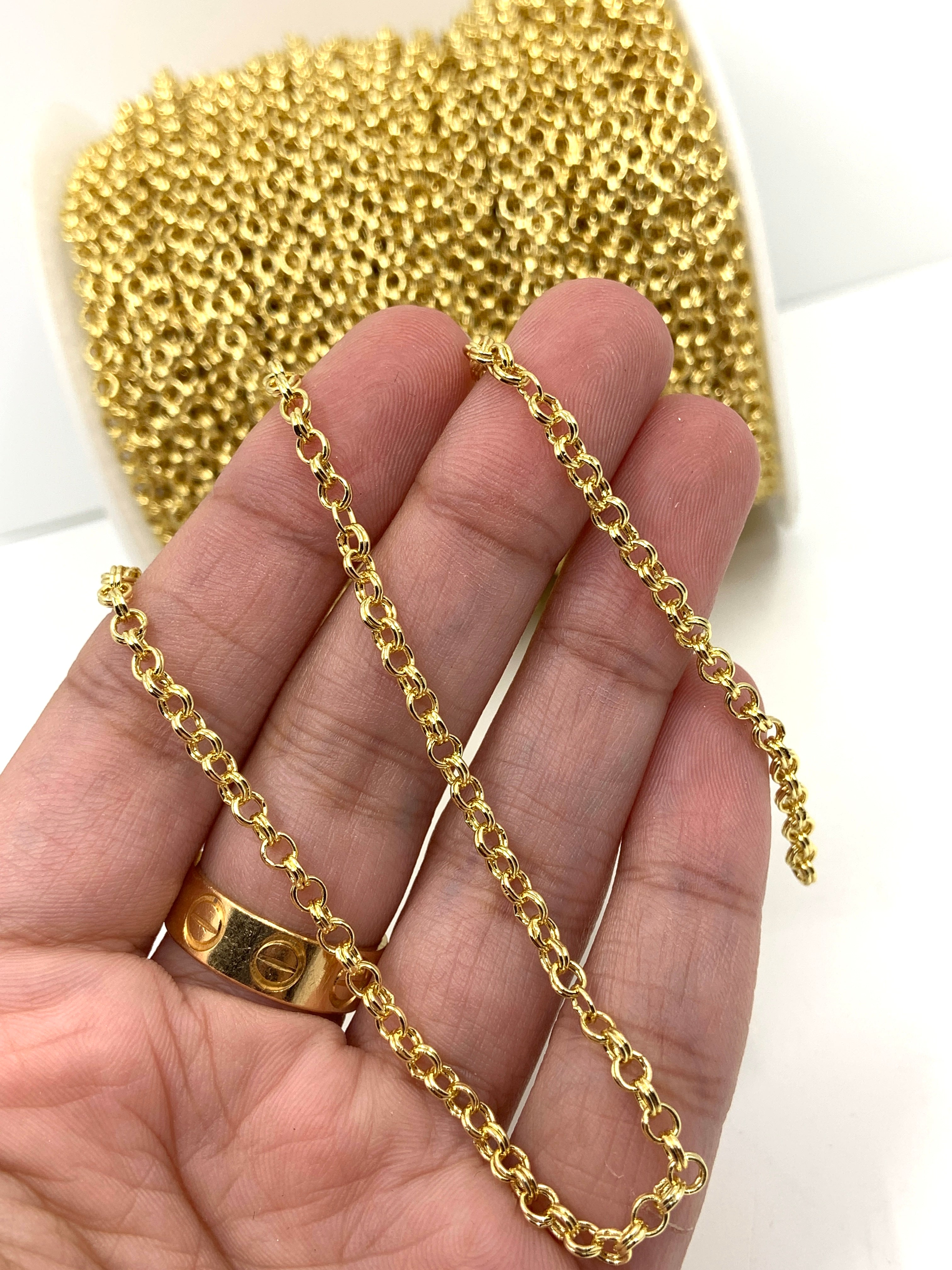 Unfinished Double Rolo Chain in gold