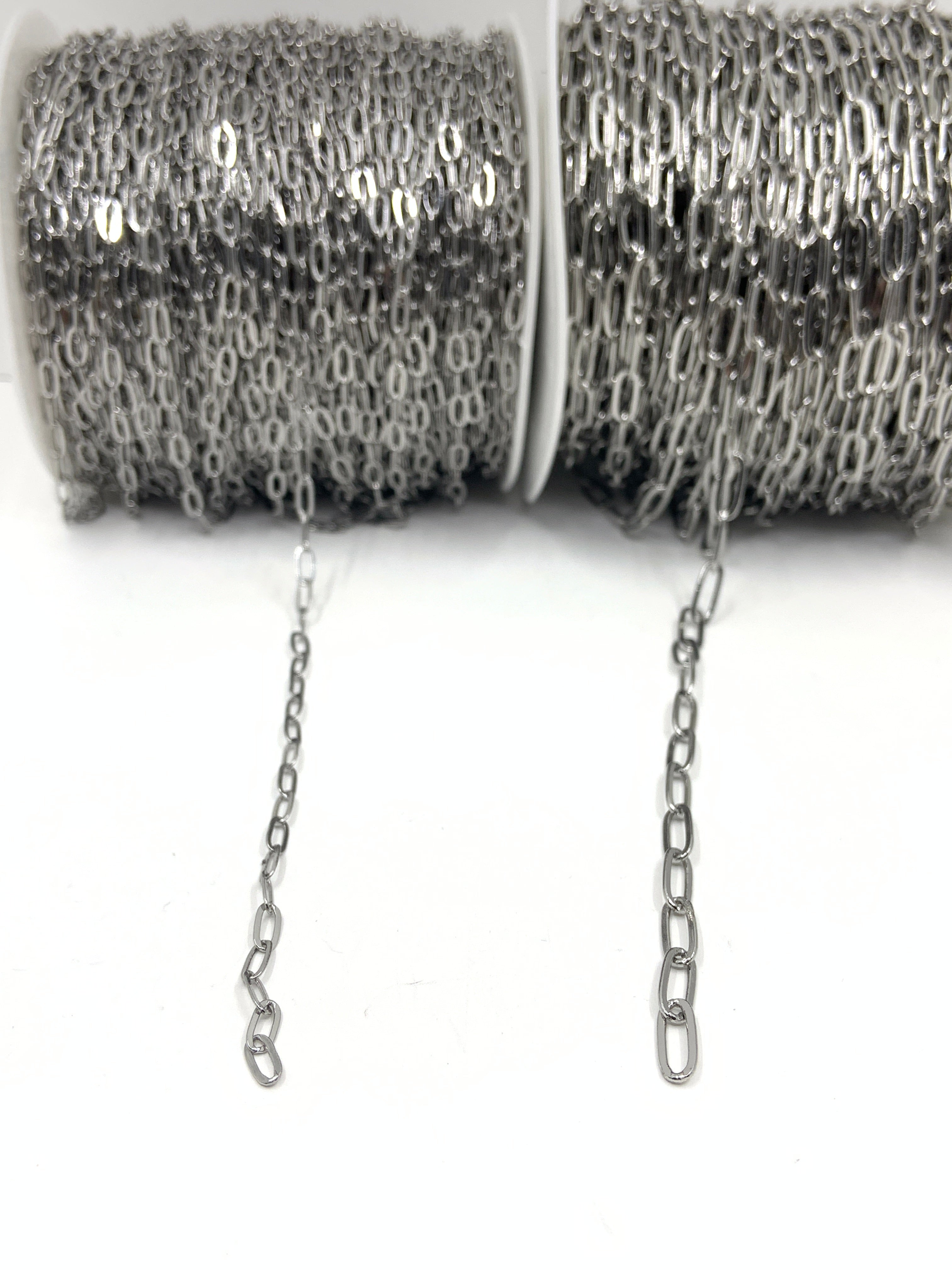 Jewelry making rhodium paperclip chain