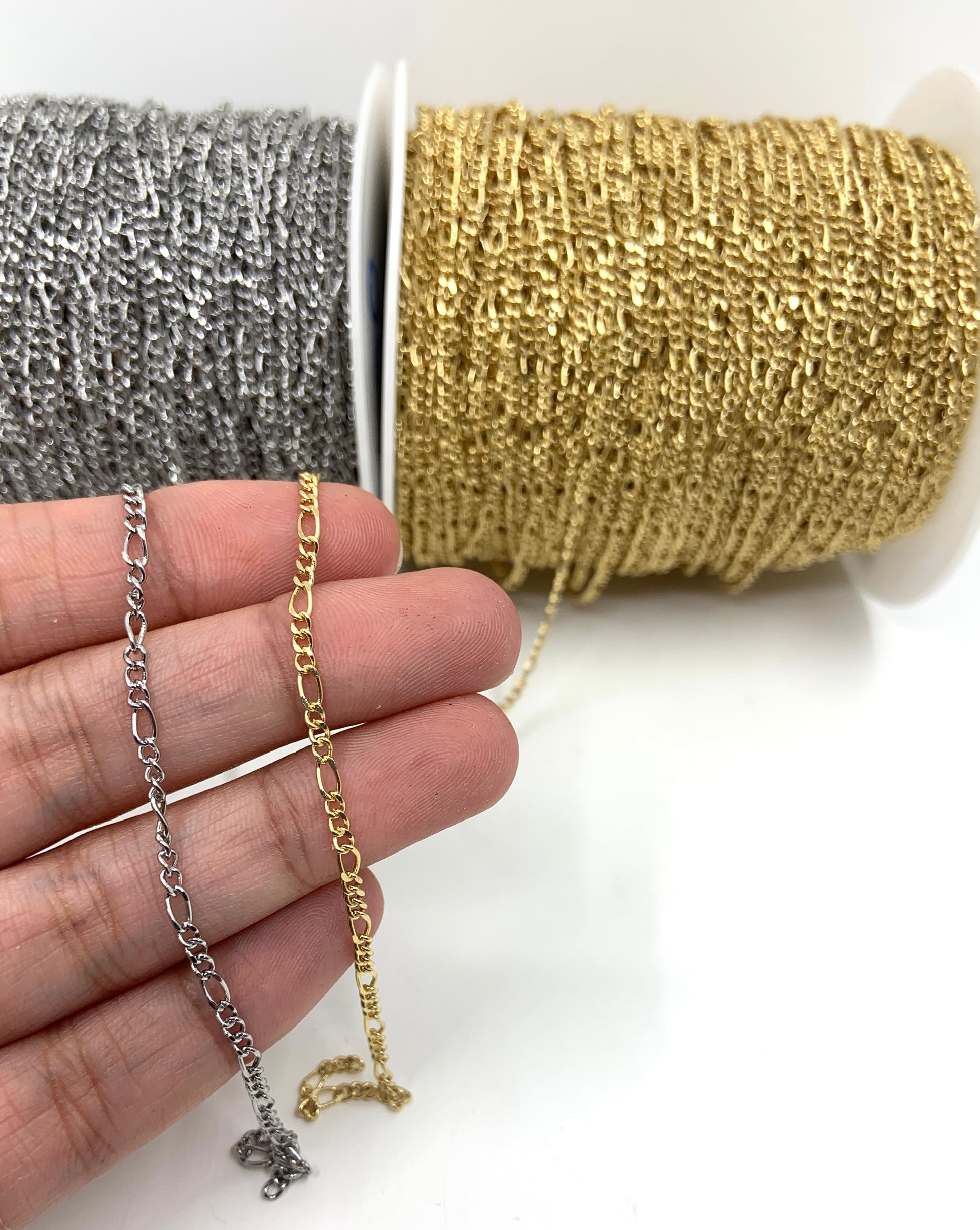 Silver and gold Figaro Curb Chain
