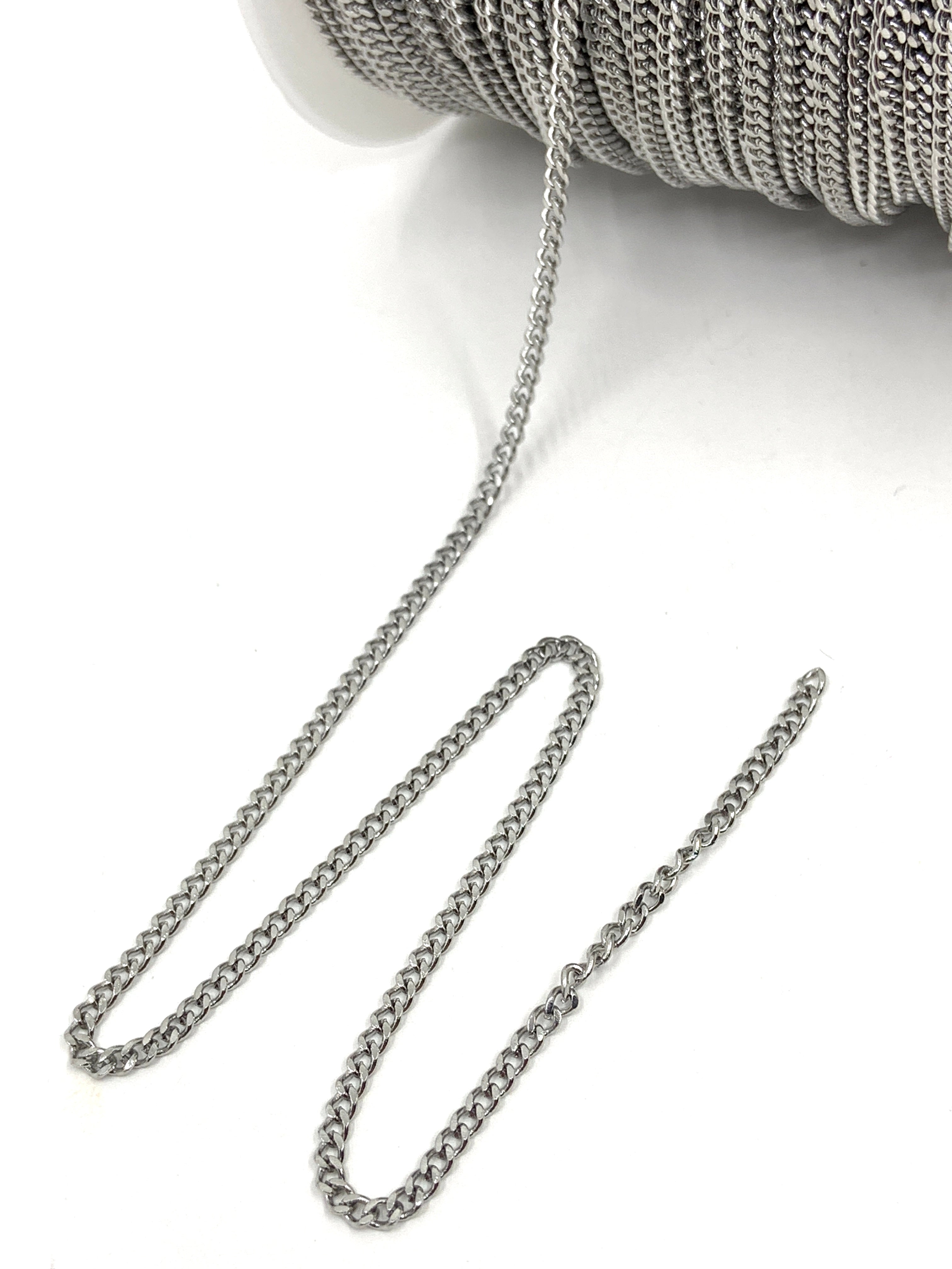 Unfinished Mini Curb Chain rhodium plated