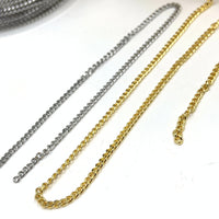 Unfinished Mini Curb Chain - gold plated, rhodium plated