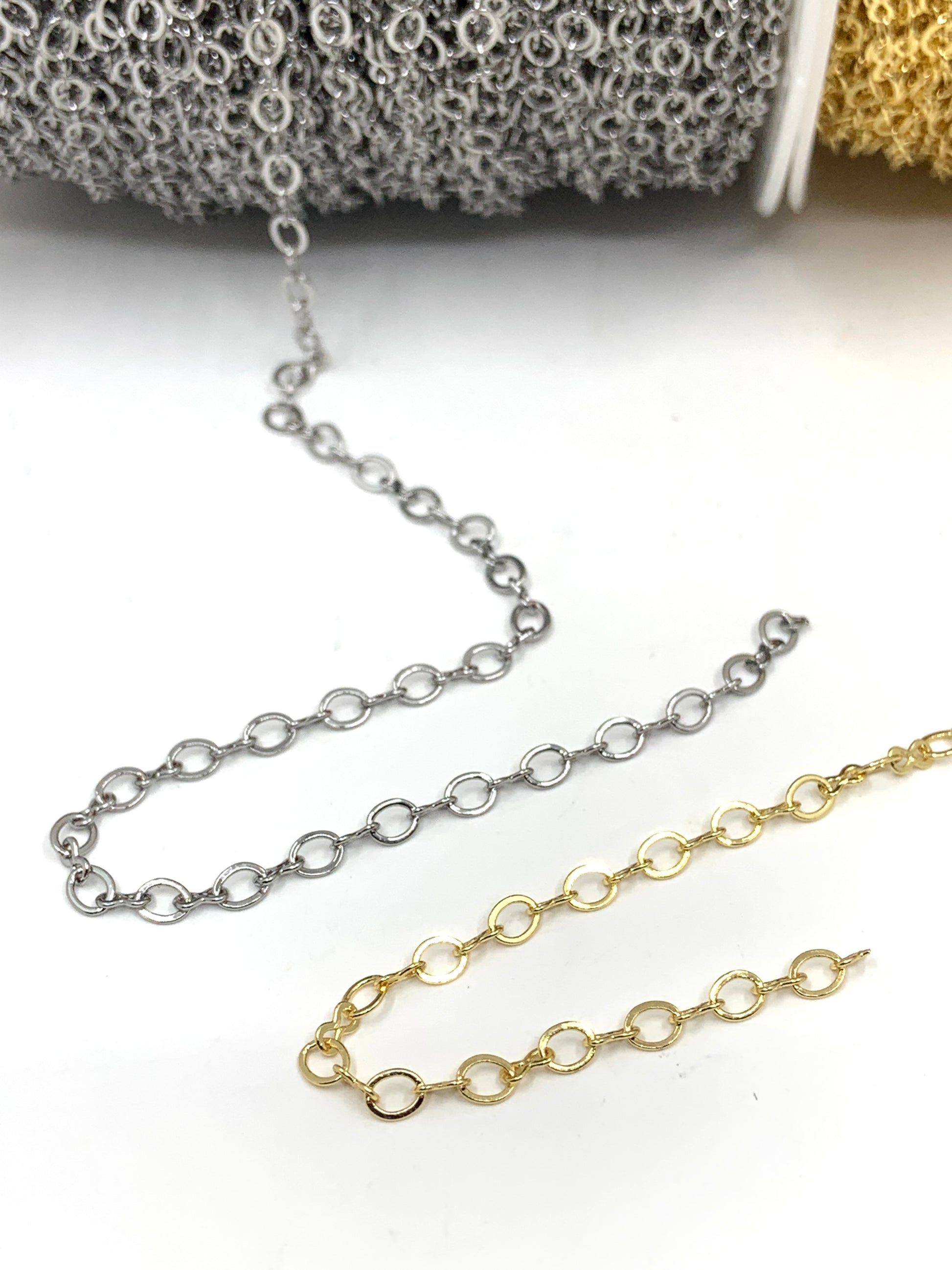 Unfinished cable link chain silver and gold