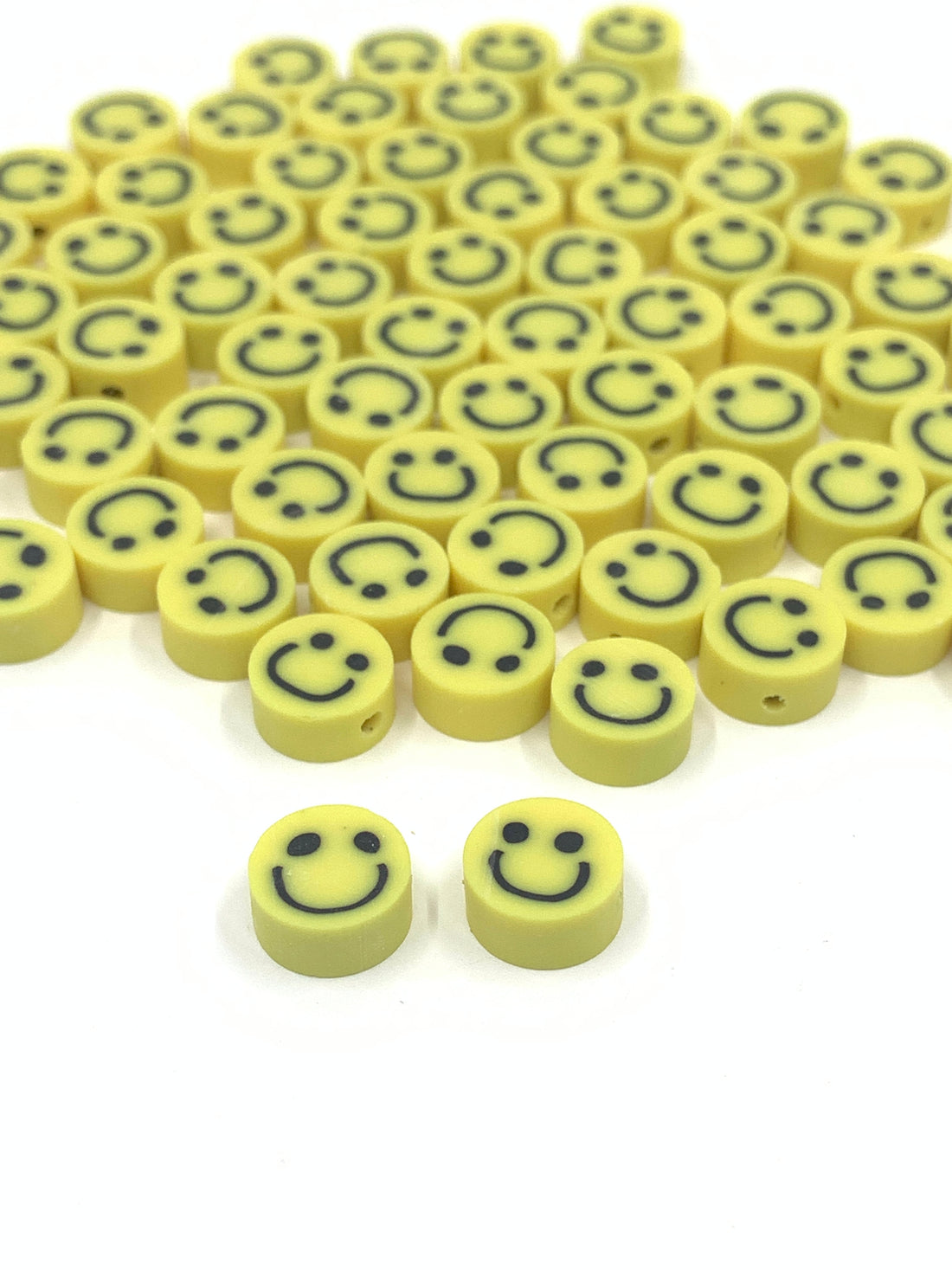 Yellow Smiley Face Beads, 9mm