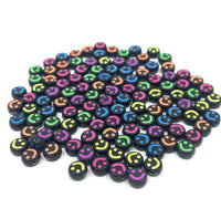 Black Acrylic Colorful Smiley Face Beads