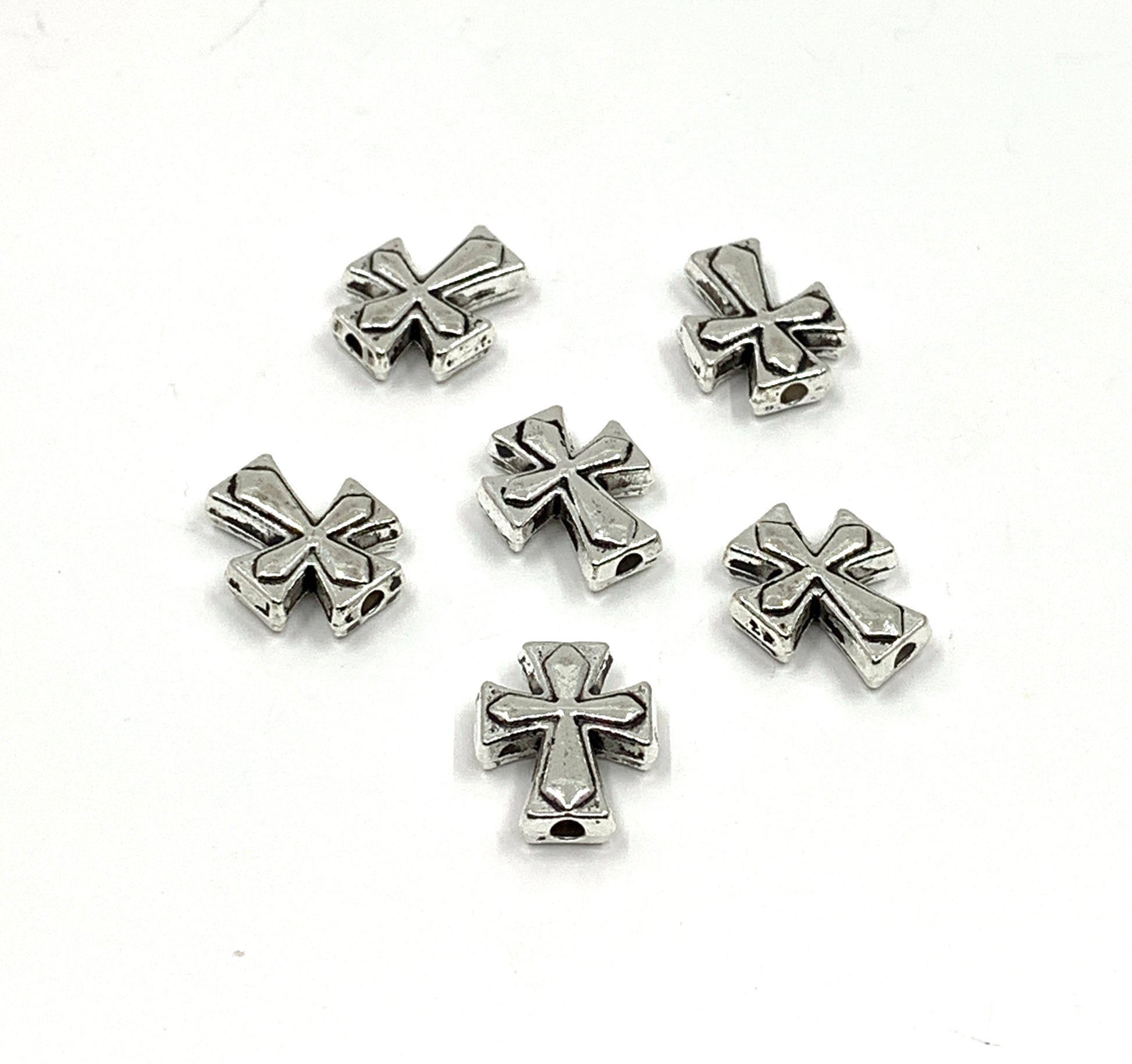 Silver cross beads for bracelet making
