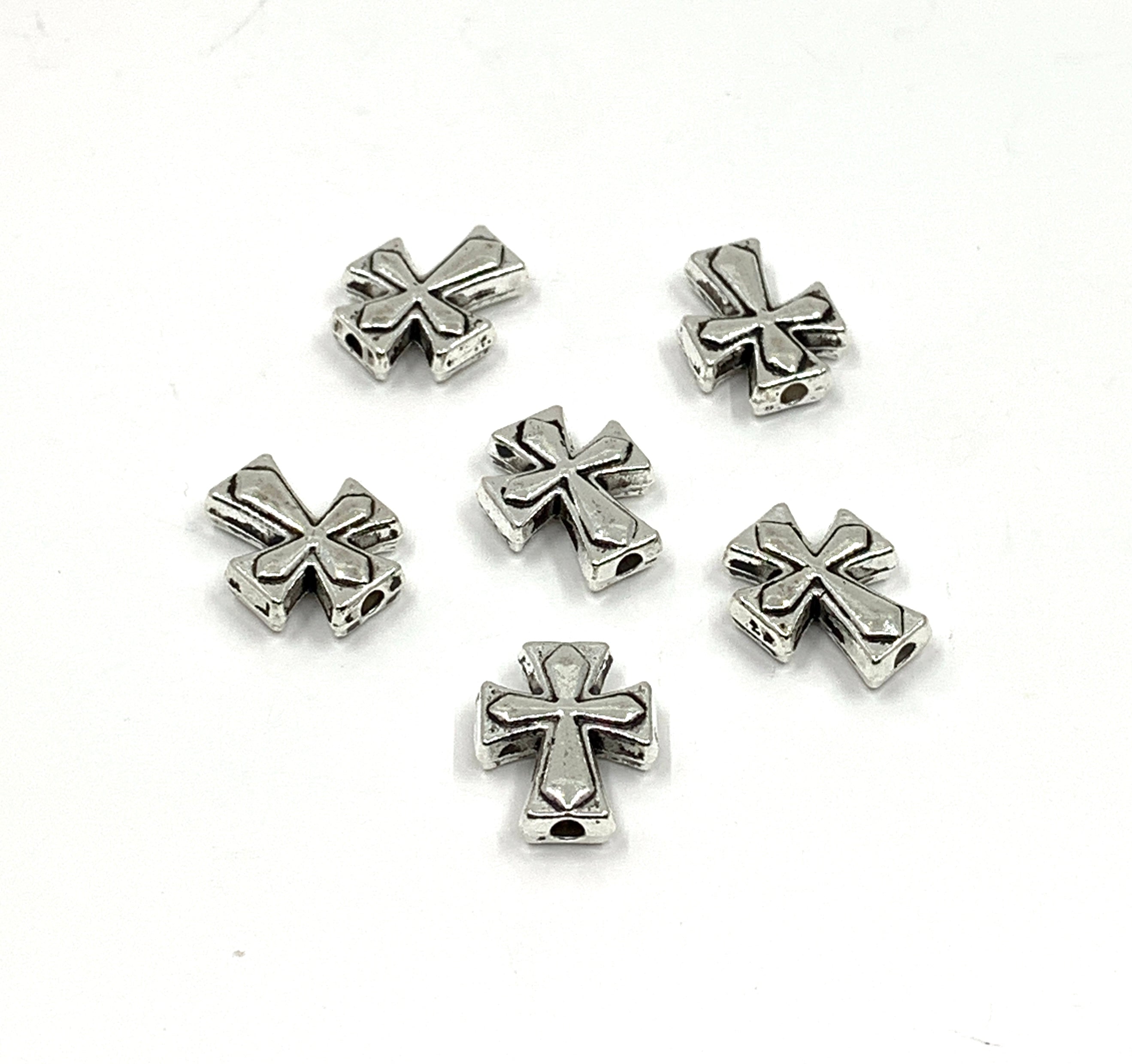 Silver cross beads for bracelet making