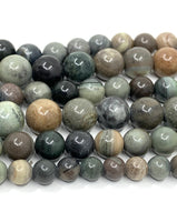 6mm, 8mm and 10mm silver leaf jasper beads