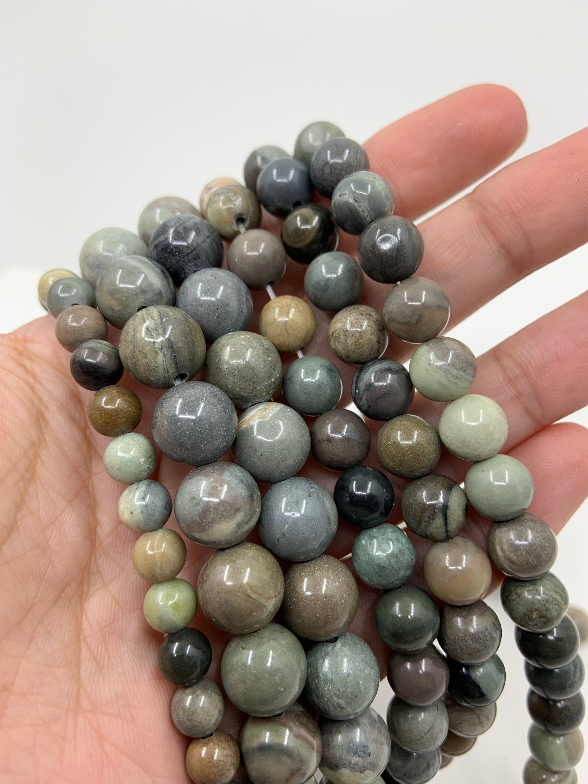Semi-precious silver leaf jasper