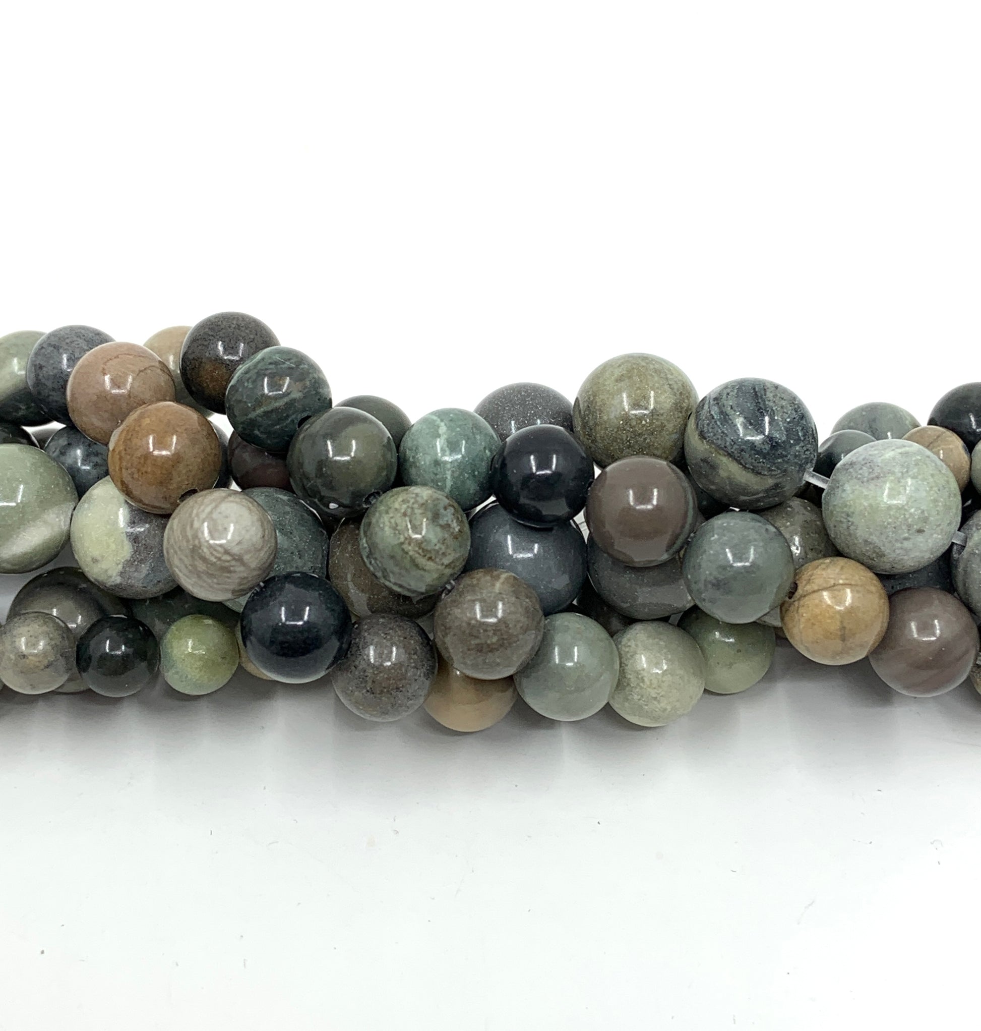 Green Silver Leaf Jasper Gemstone Beads