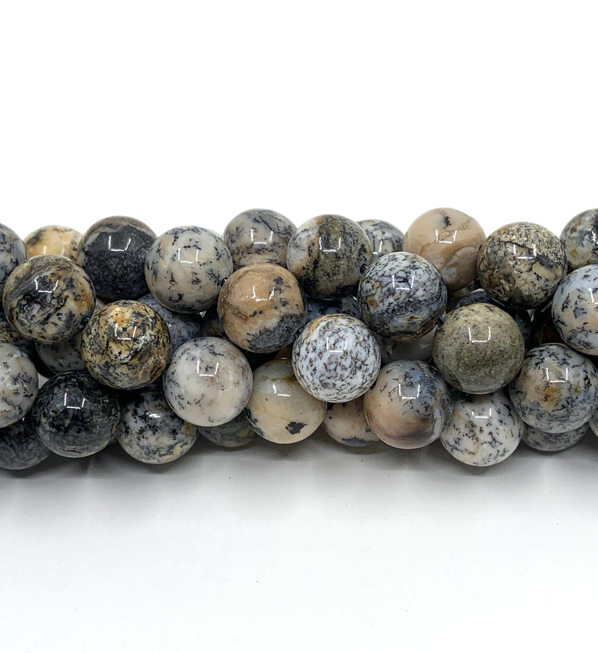 Black Dendritic Opal Beads