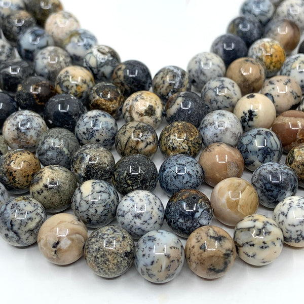 Black Dendritic Opal Beads