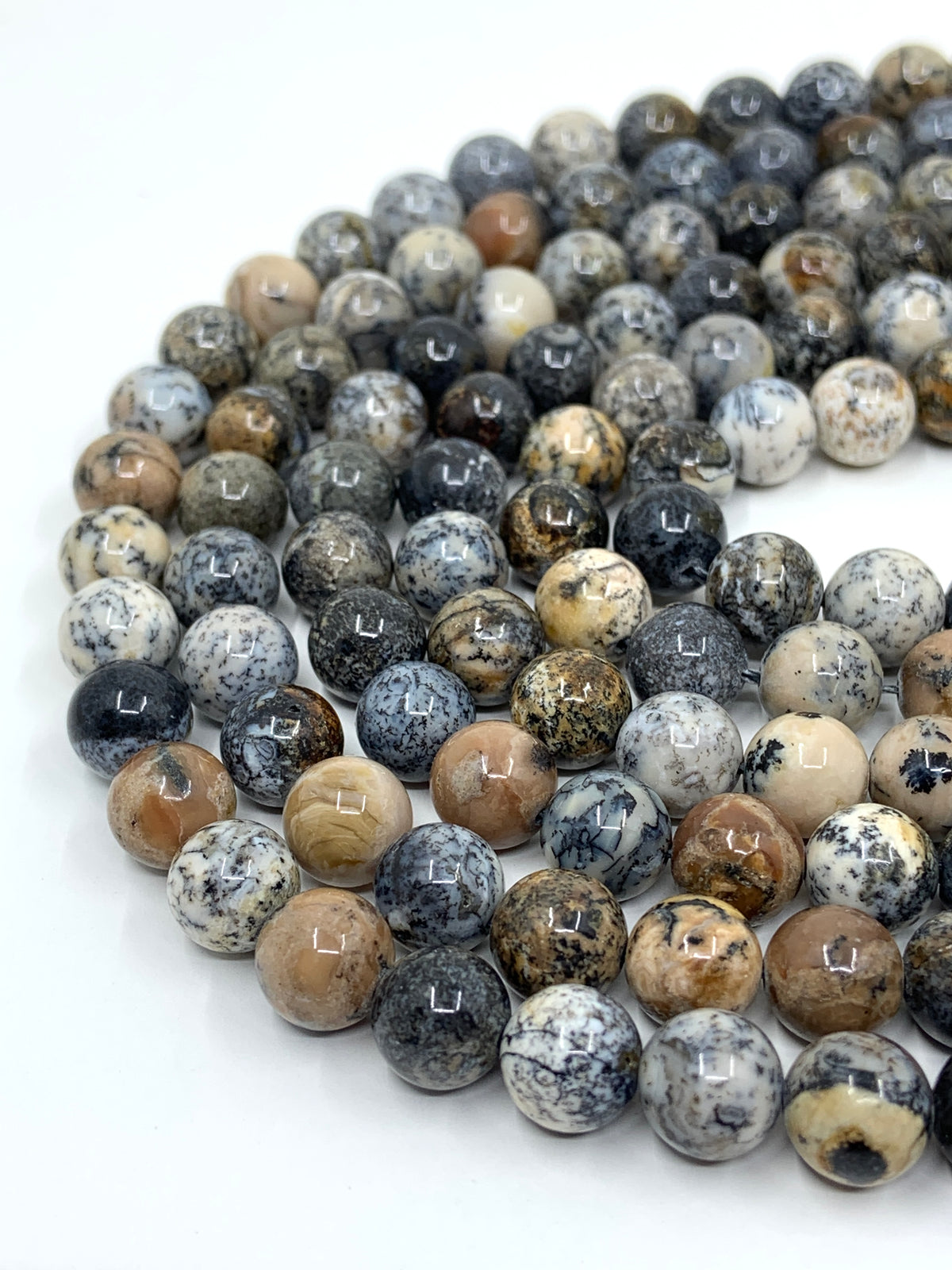 Black Dendritic Opal Beads