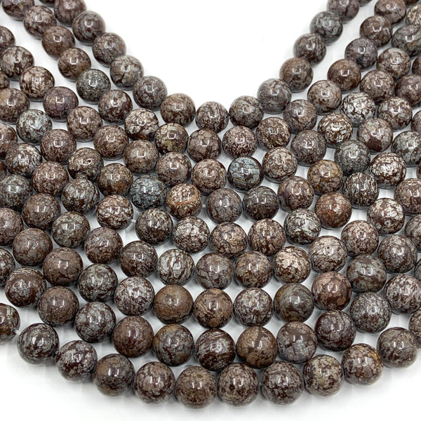 Coffee Snowflake Obsidian Beads