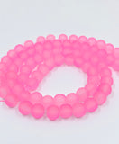 Frosted Pink Glass Beads