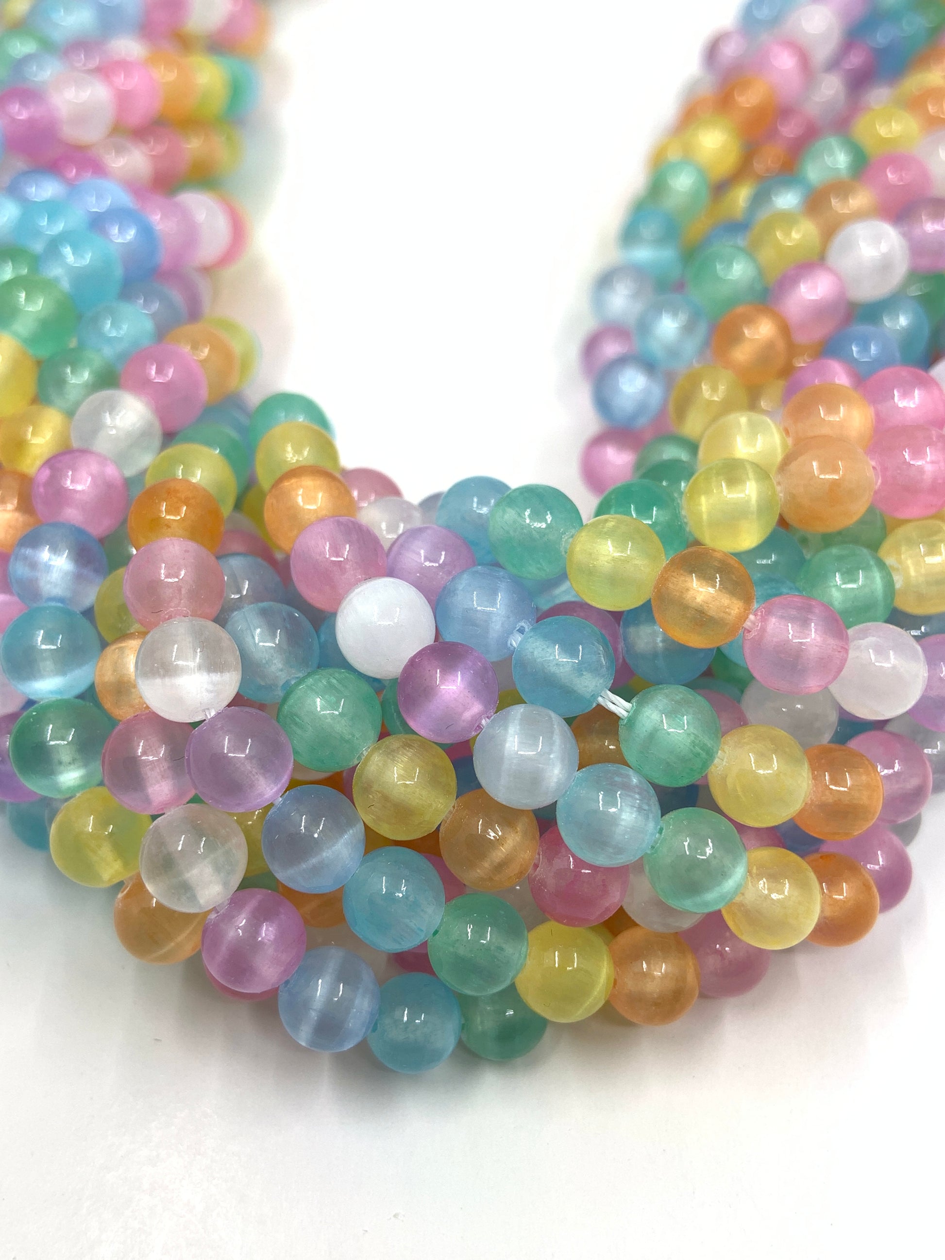 Rainbow Selenite Beads Twisted