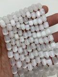 White Selenite Pill Shape Beads