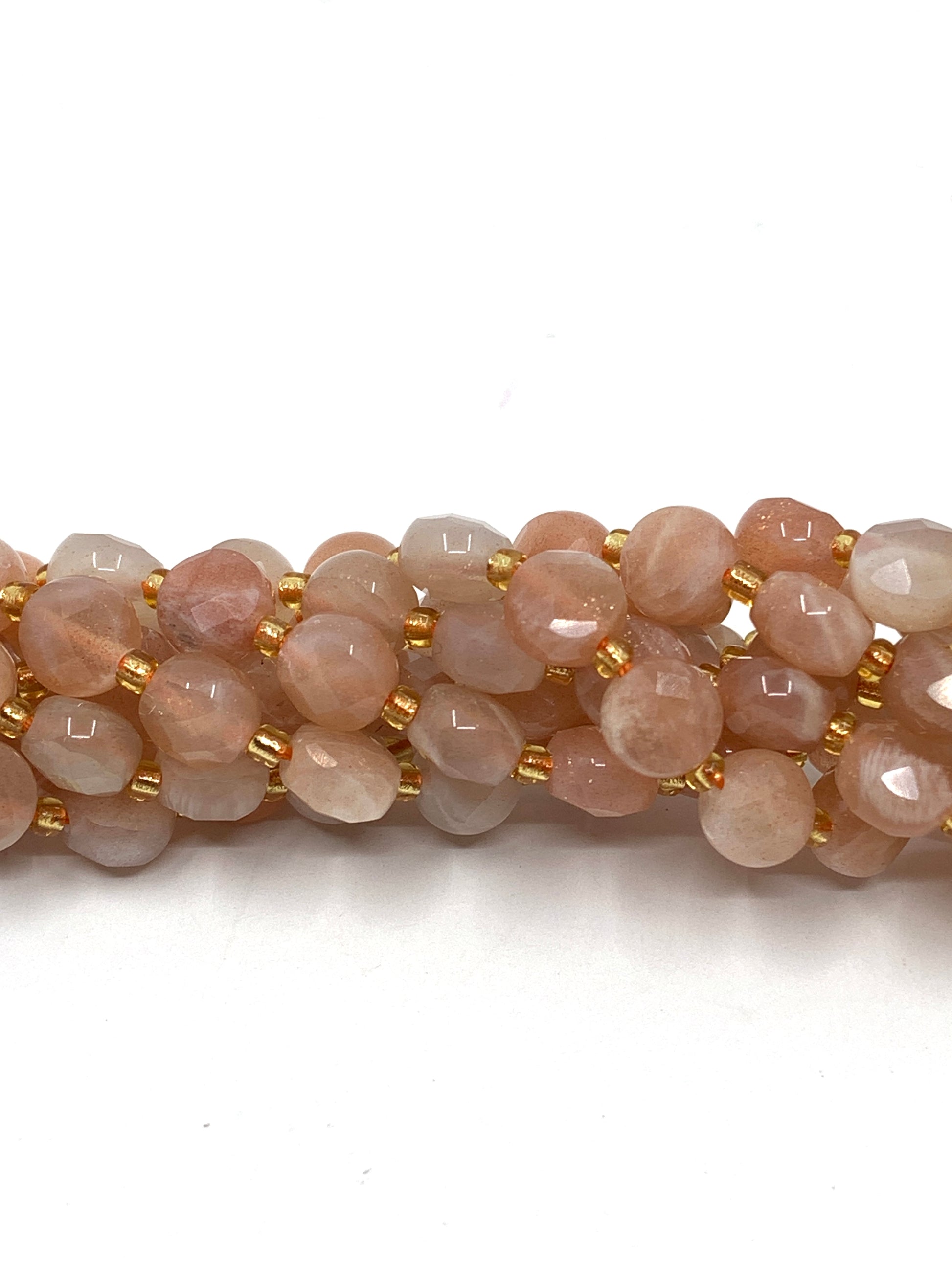 Sunstone Coin Faceted Beads