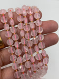 Rose Quartz Coin Faceted Beads
