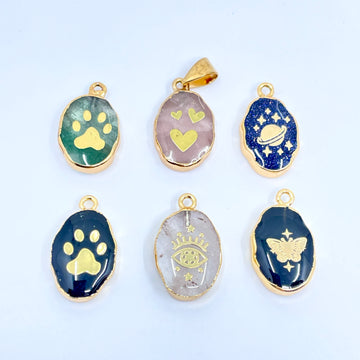 Gemstone Sign Stamped Pendants